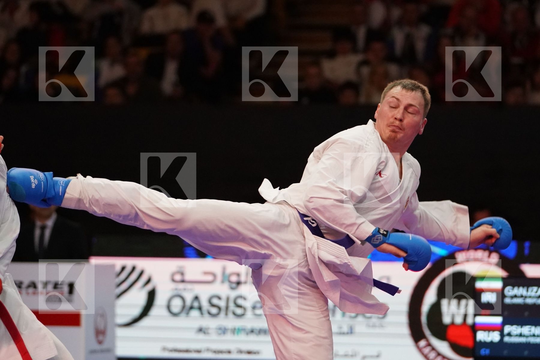GANJZADEH SAJAD (ISLAMIC REPUBLIC OF IRAN) VS PSHENITSYN ALEXANDER (RUSSIA) in Senior Kumite 84+ Kg - Bronze bout