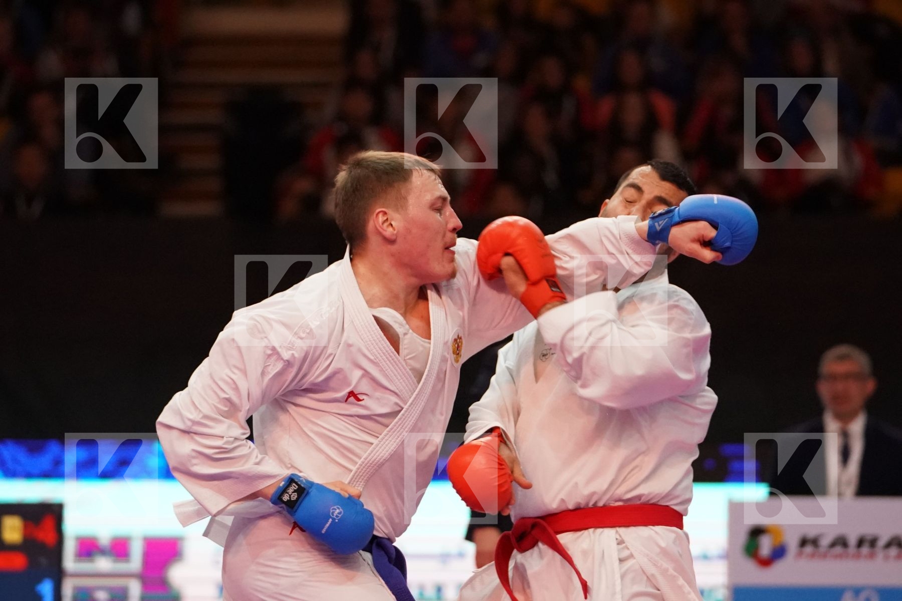 GANJZADEH SAJAD (ISLAMIC REPUBLIC OF IRAN) VS PSHENITSYN ALEXANDER (RUSSIA) in Senior Kumite 84+ Kg - Bronze bout