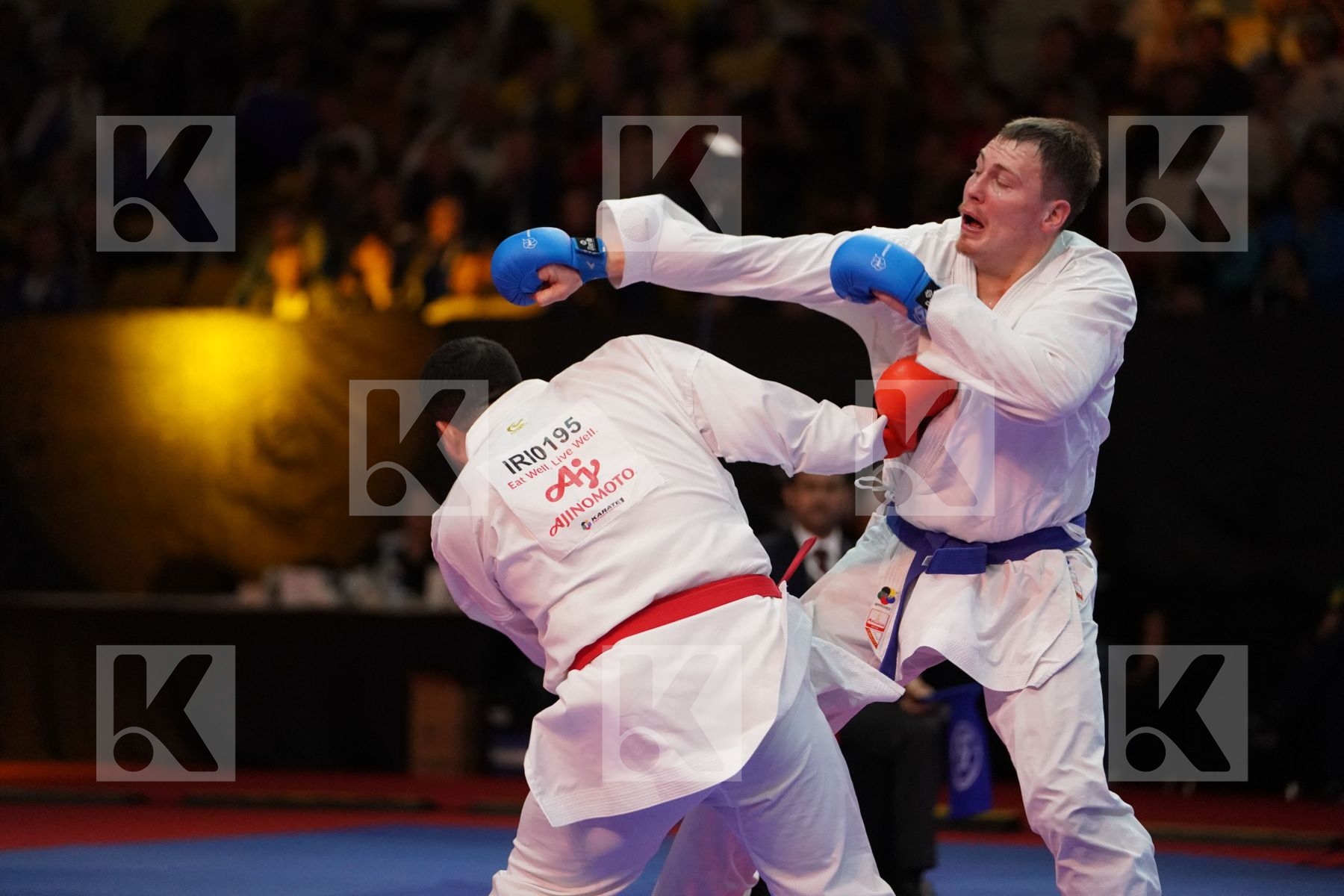 GANJZADEH SAJAD (ISLAMIC REPUBLIC OF IRAN) VS PSHENITSYN ALEXANDER (RUSSIA) in Senior Kumite 84+ Kg - Bronze bout