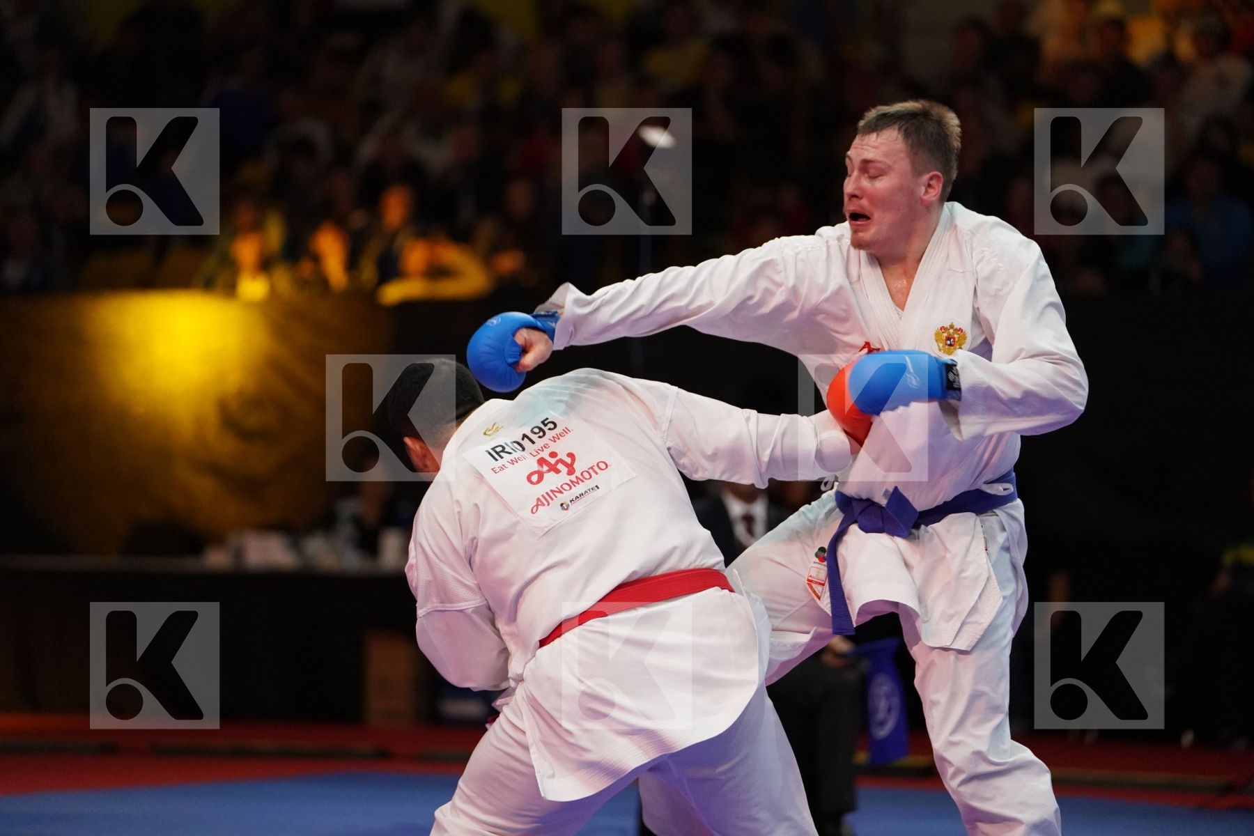 GANJZADEH SAJAD (ISLAMIC REPUBLIC OF IRAN) VS PSHENITSYN ALEXANDER (RUSSIA) in Senior Kumite 84+ Kg - Bronze bout
