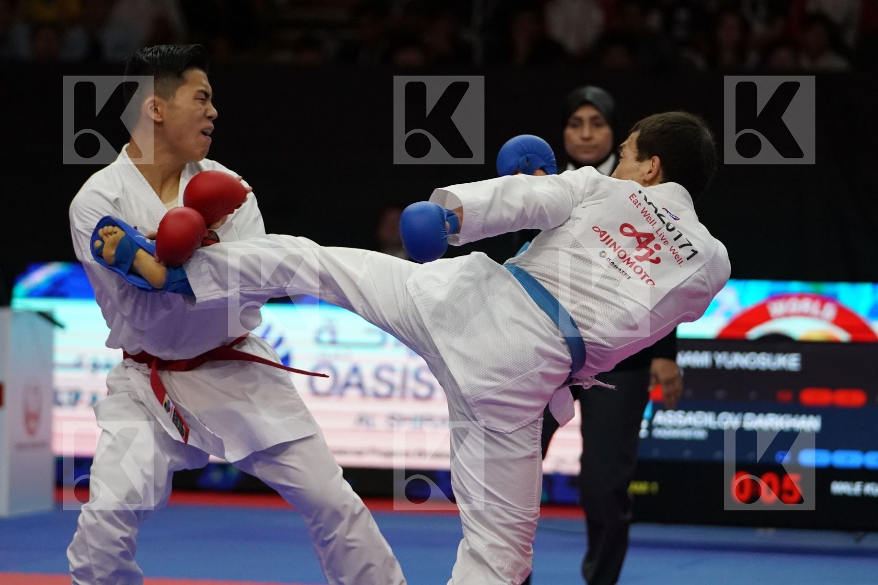 MINAMI YUNOSUKE (JAPAN) VS ASSADILOV DARKHAN (KAZAKHSTAN) in Senior Kumite -60 Kg - Gold bout