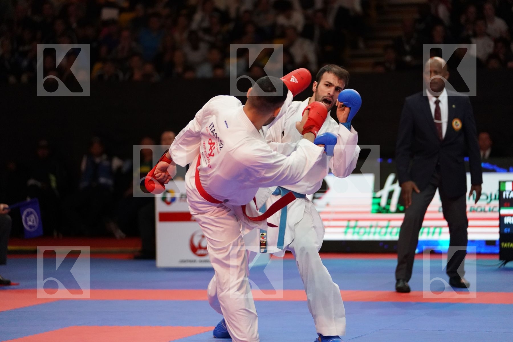 BUSA LUIGI (ITALY) VS ASGARI GHONCHEH BAHMAN (ISLAMIC REPUBLIC OF IRAN) in Senior Kumite -75 Kg - Gold bout