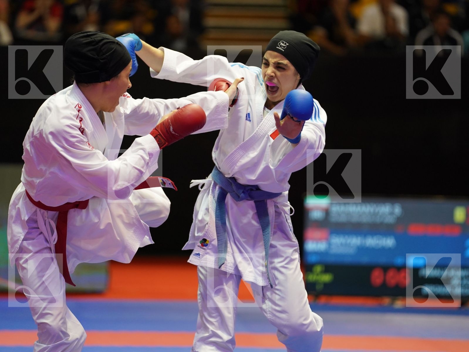 BAHMANYAR SARA (Iran) vs SAYAH AICHA (Morocco) in Senior Kumite -50 Kg - Bronze bout