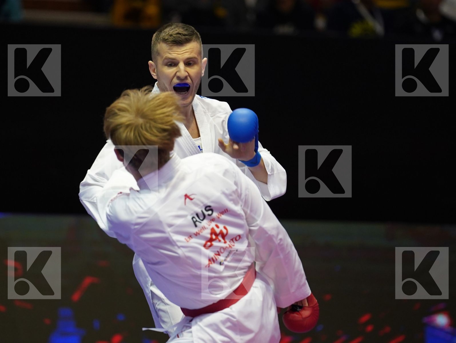 PLAKHUTIN EVGENY (Russia) vs ARIFI ORGES (Albania) in Senior Kumite -60 Kg - Bronze bout