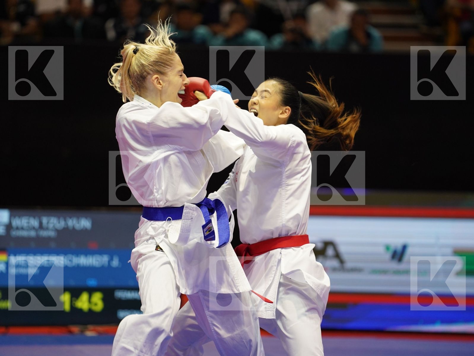 WEN TZU-YUN (Chinese Taipei) vs MESSERSCHMIDT JANA (Germany) in Senior Kumite -55 Kg - Bronze bout