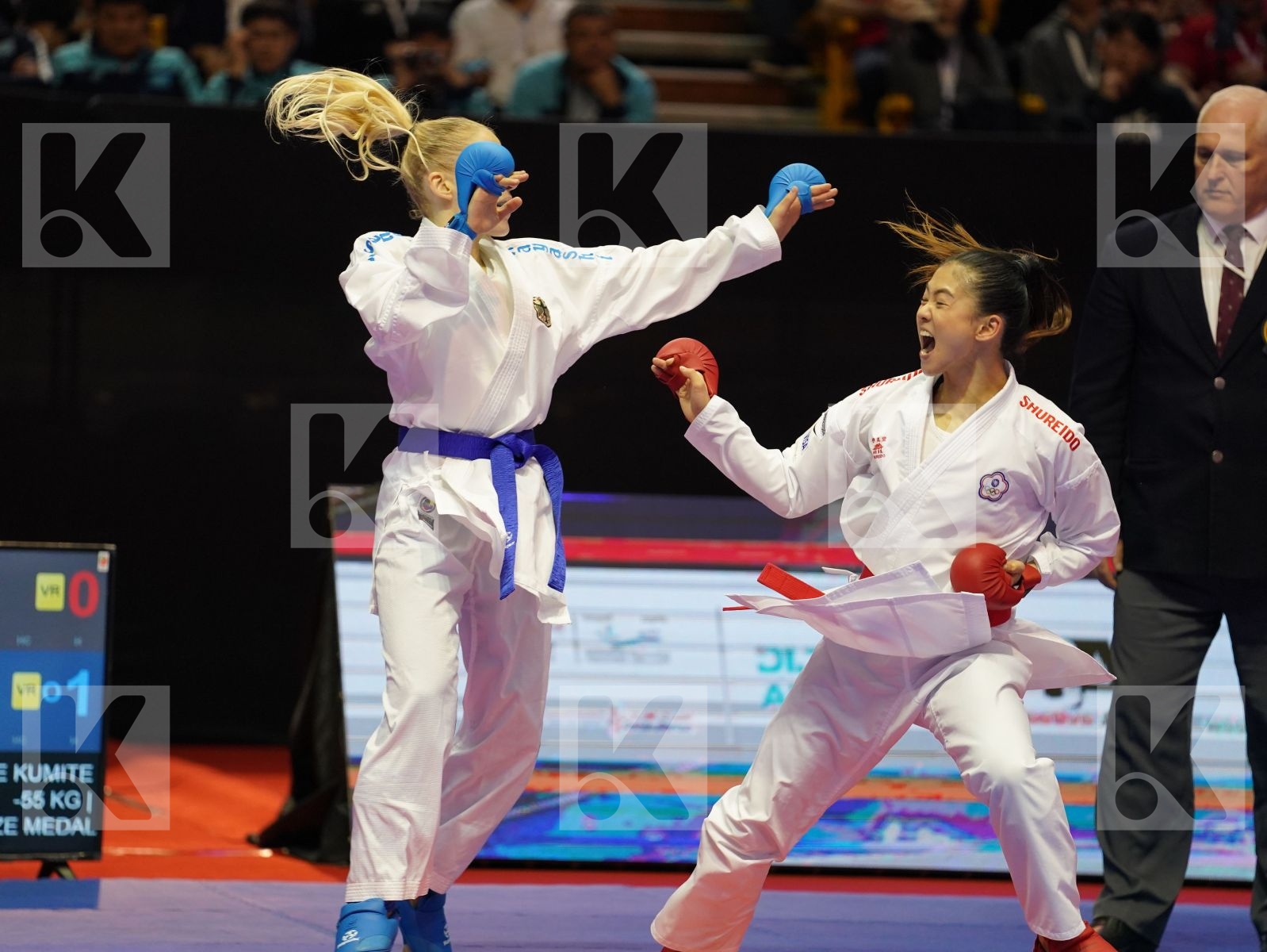 WEN TZU-YUN (Chinese Taipei) vs MESSERSCHMIDT JANA (Germany) in Senior Kumite -55 Kg - Bronze bout
