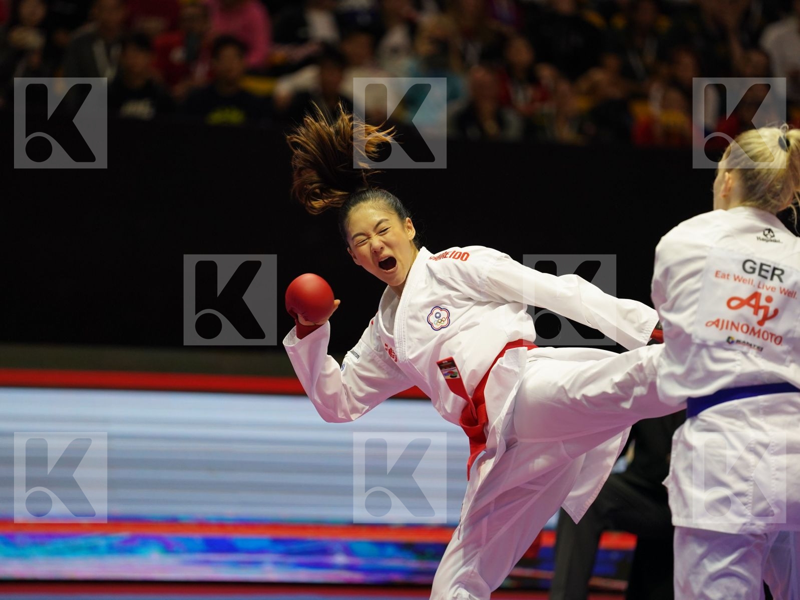 WEN TZU-YUN (Chinese Taipei) vs MESSERSCHMIDT JANA (Germany) in Senior Kumite -55 Kg - Bronze bout