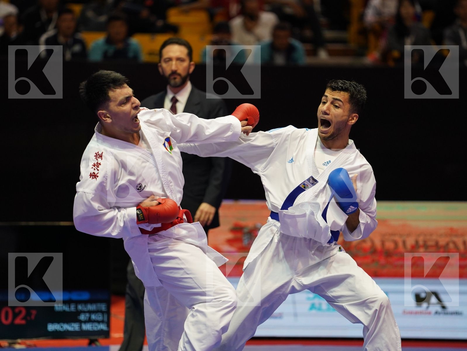 HASANOV RAFIZ (Azerbaijan) vs UYGUR BURAK (Turkey) in Senior Kumite -67 Kg - Bronze bout