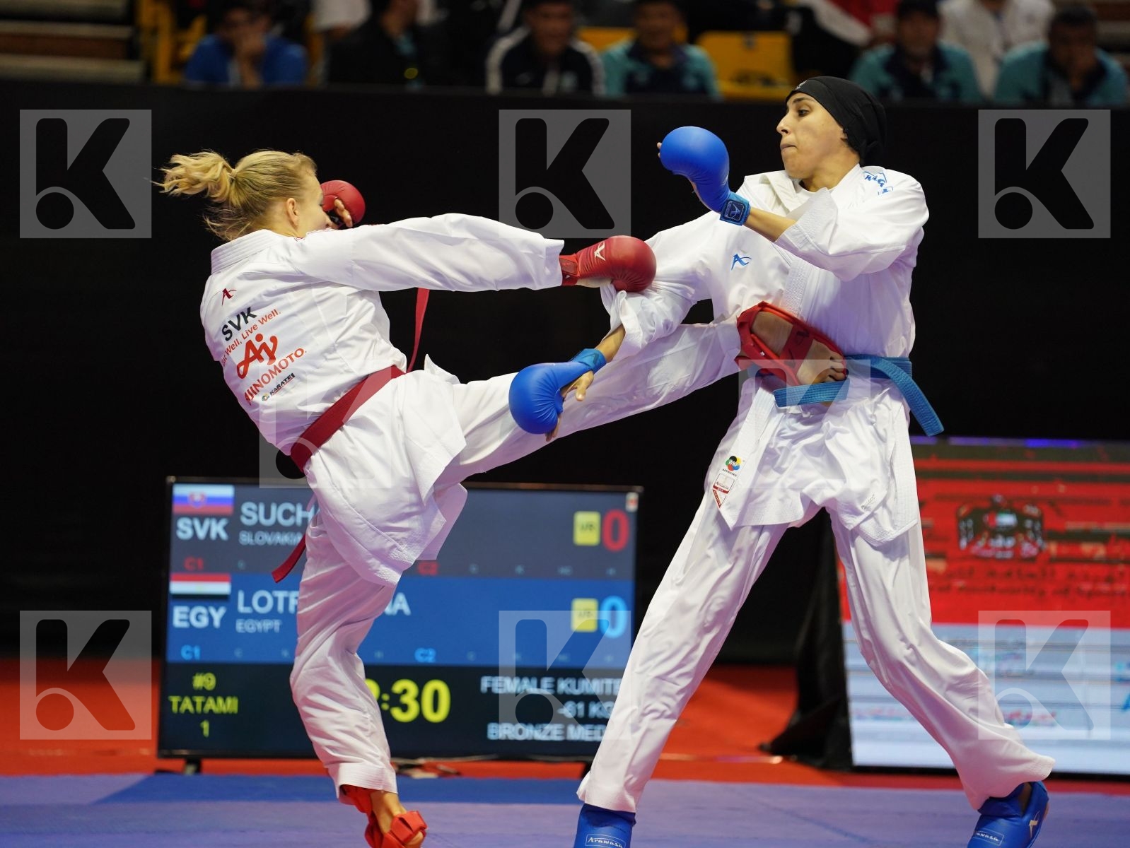 SUCHANKOVA INGRIDA (Slovakia) vs LOTFY GIANA (Egypt) in Senior Kumite -61 Kg - Bronze bout