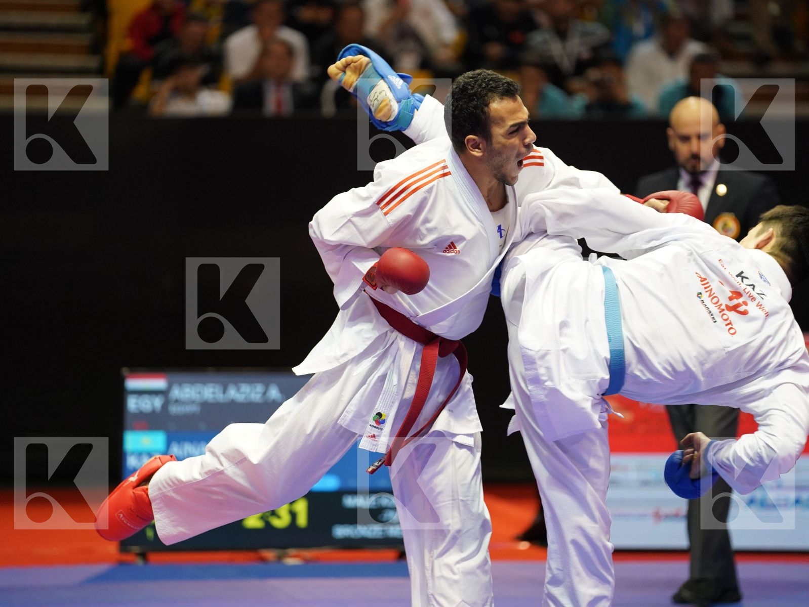 ABDELAZIZ ABDALLA (Egypt) vs AINAZAROV YERMEK (Kazakhstan) in Senior Kumite -75 Kg - Bronze bout