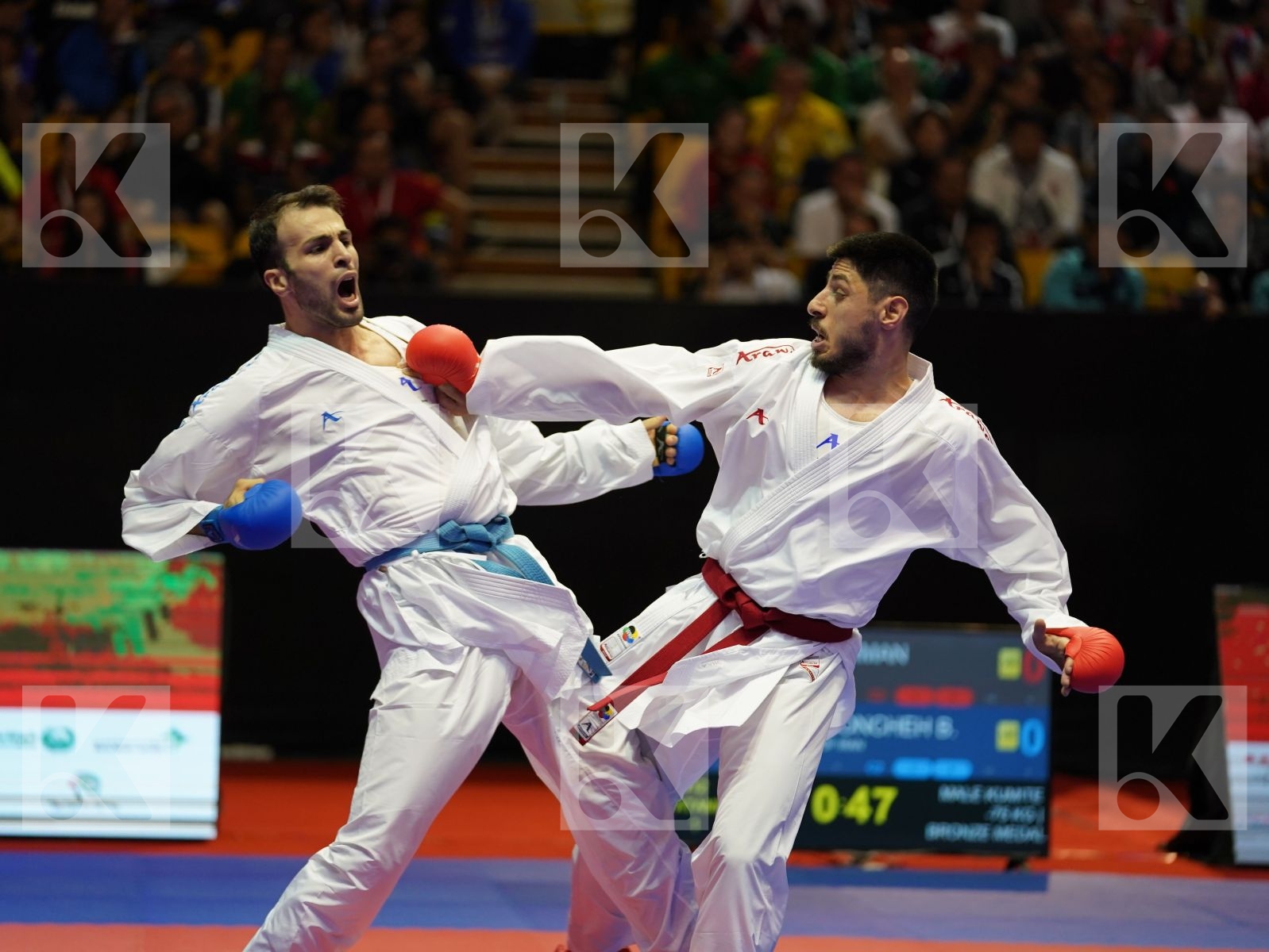 ELTEMUR ERMAN (Turkey) vs ASGARI GHONCHEH BAHMAN (Iran) in Senior Kumite -75 Kg - Bronze bout