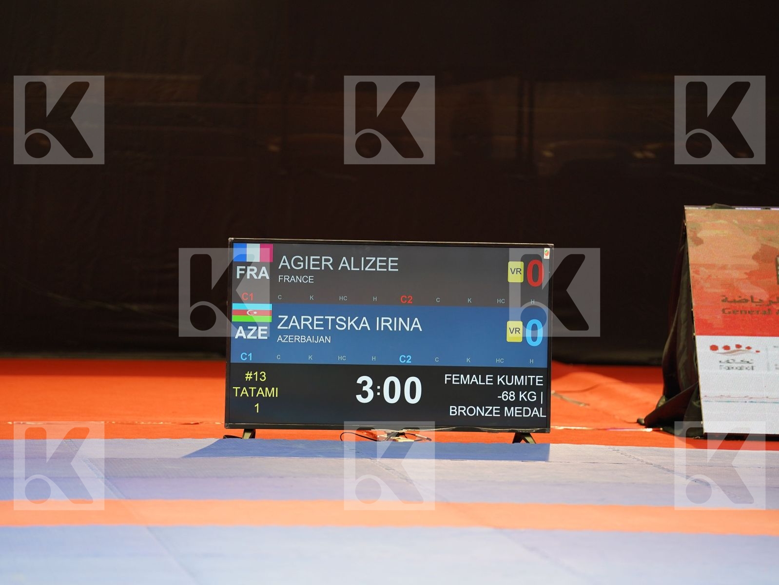 AGIER ALIZEE (France) vs ZARETSKA IRINA (Azerbaijan) in Senior Kumite -68 Kg - Bronze bout