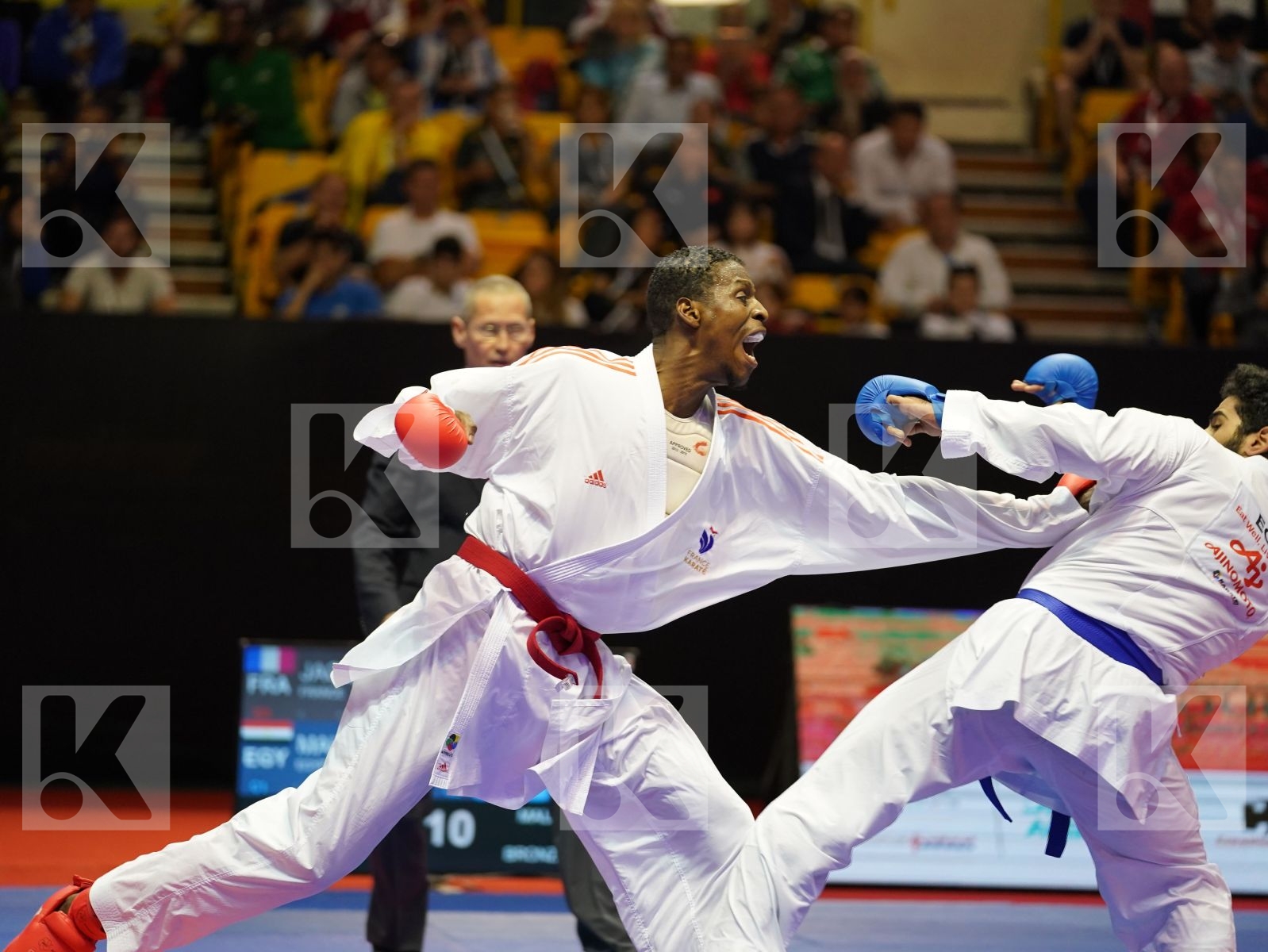 JACQUET DNYLSON (France) vs MAHMOUD TAHA TAREK (Egypt) in Senior Kumite 84+ Kg - Bronze bout