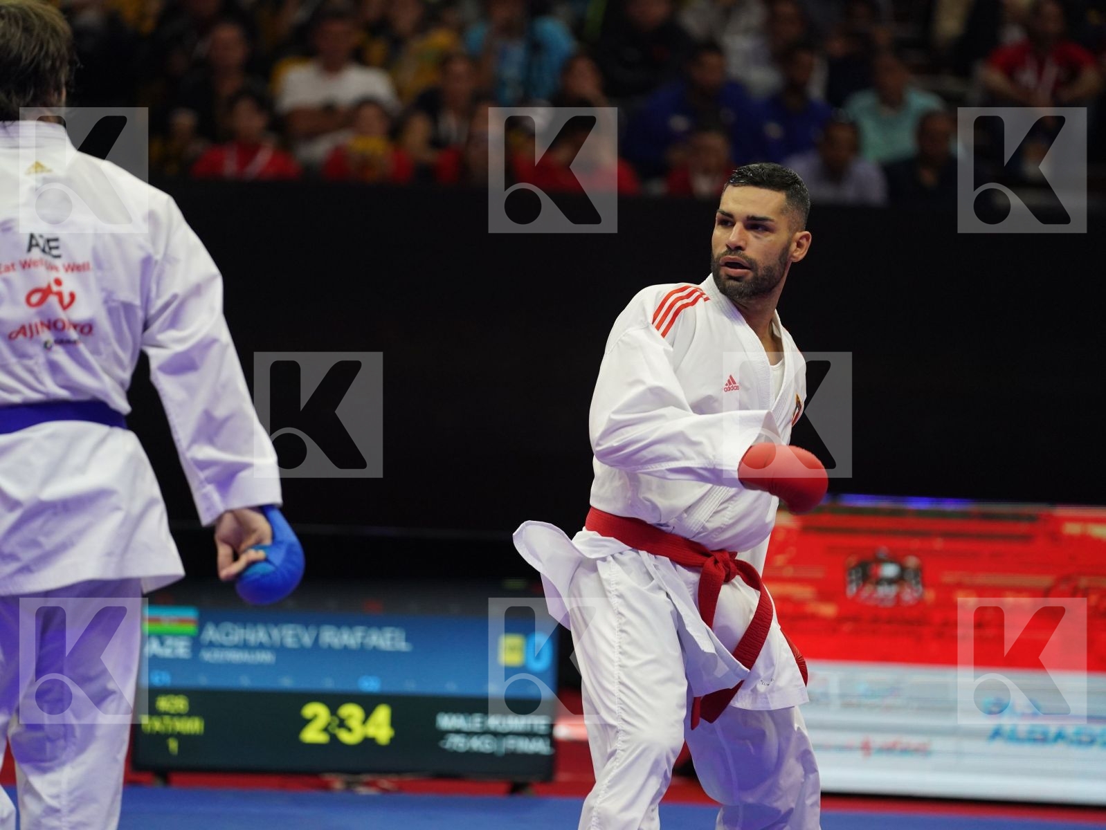 BUSA LUIGI (Italy) vs AGHAYEV RAFAEL (Azerbaijan) in Senior Kumite -75 Kg - Gold bout