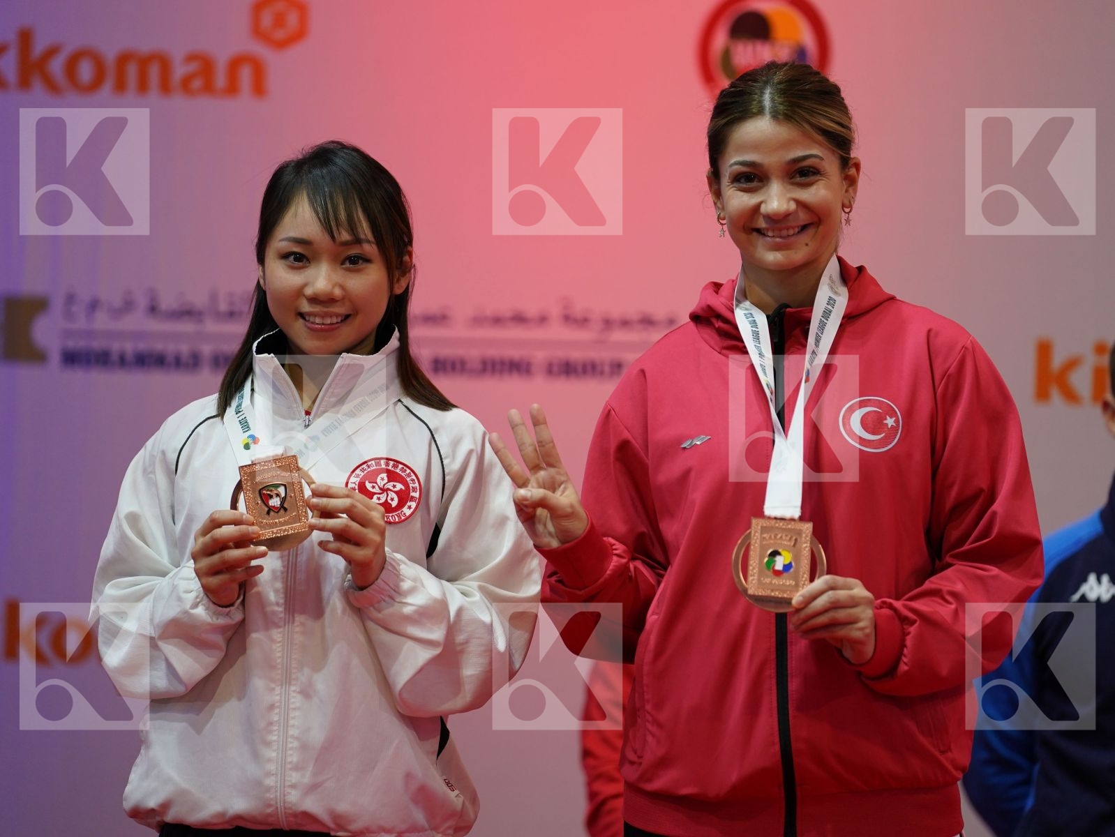 ELTEMUR DILARA (Turkey), LAU MO SHEUNG GRACE (Hong Kong China) during podium ceremony
