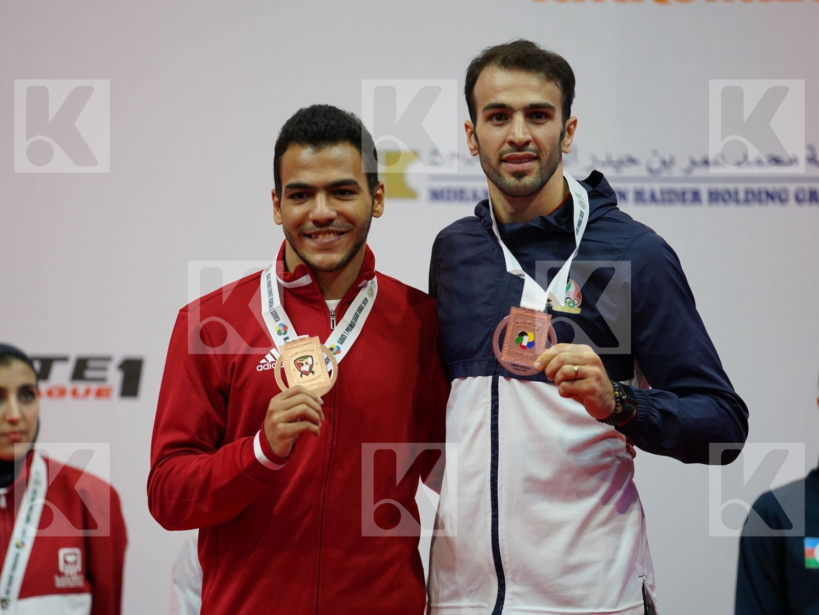 ABDELAZIZ ABDALLA (Egypt), ASGARI GHONCHEH BAHMAN (Iran) during podium ceremony