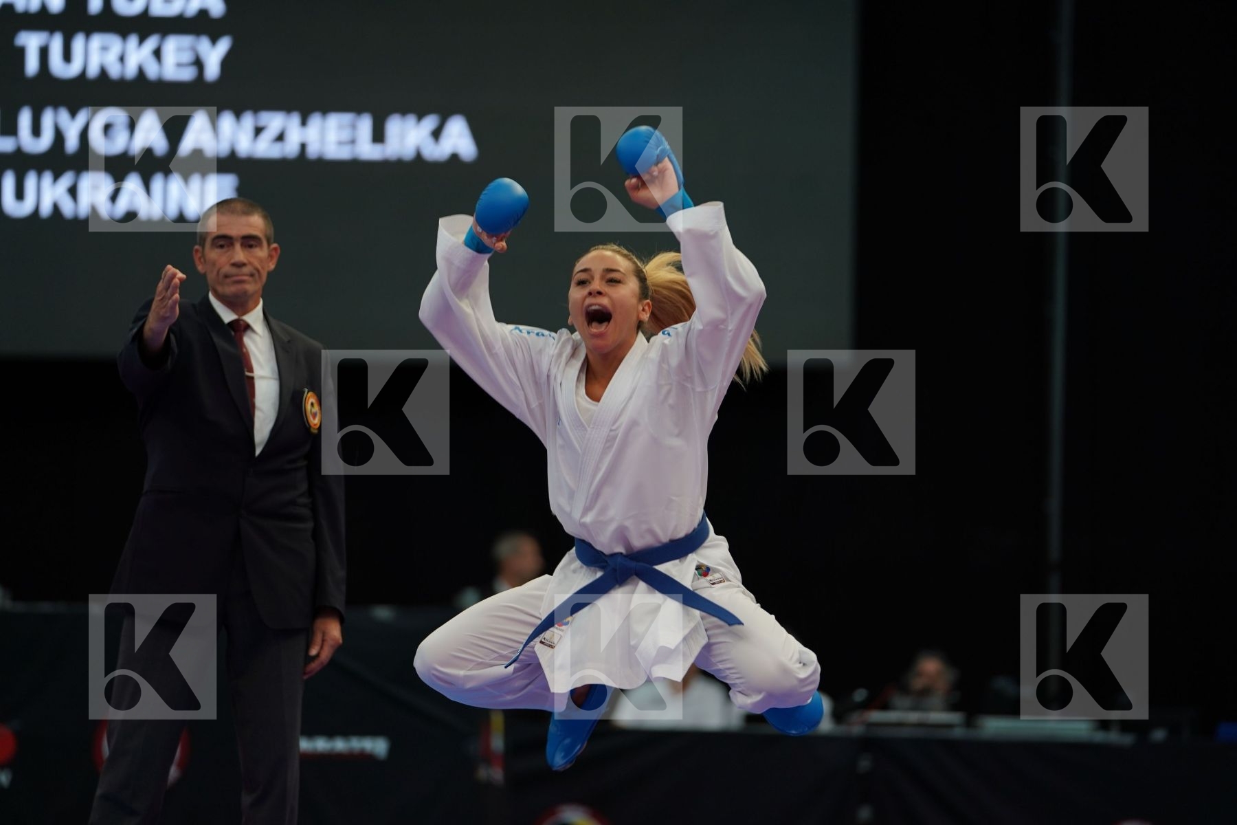 Female kumite -55 kg happy Terluyga Anzhelika Turkey Ukraine Yak