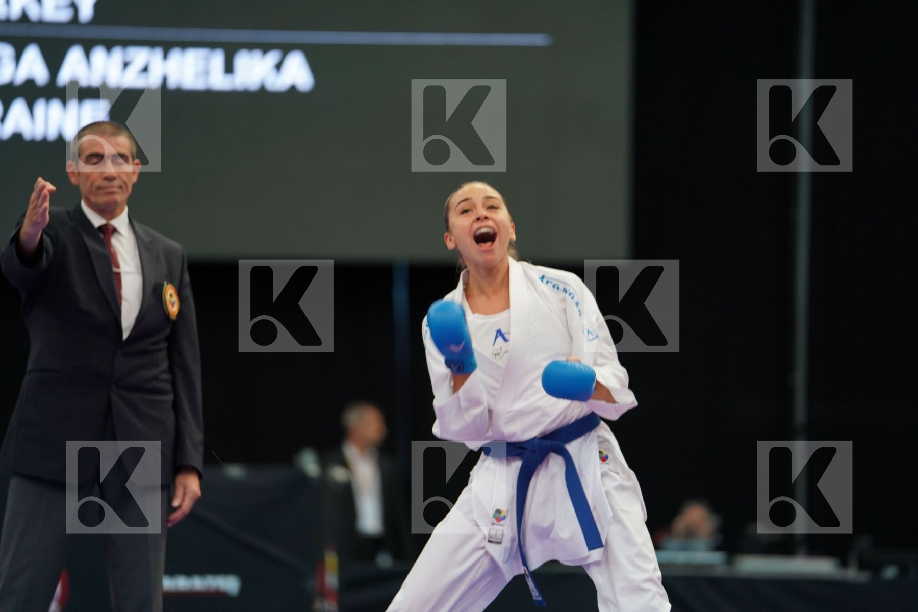 Female kumite -55 kg happy Terluyga Anzhelika Turkey Ukraine Yak