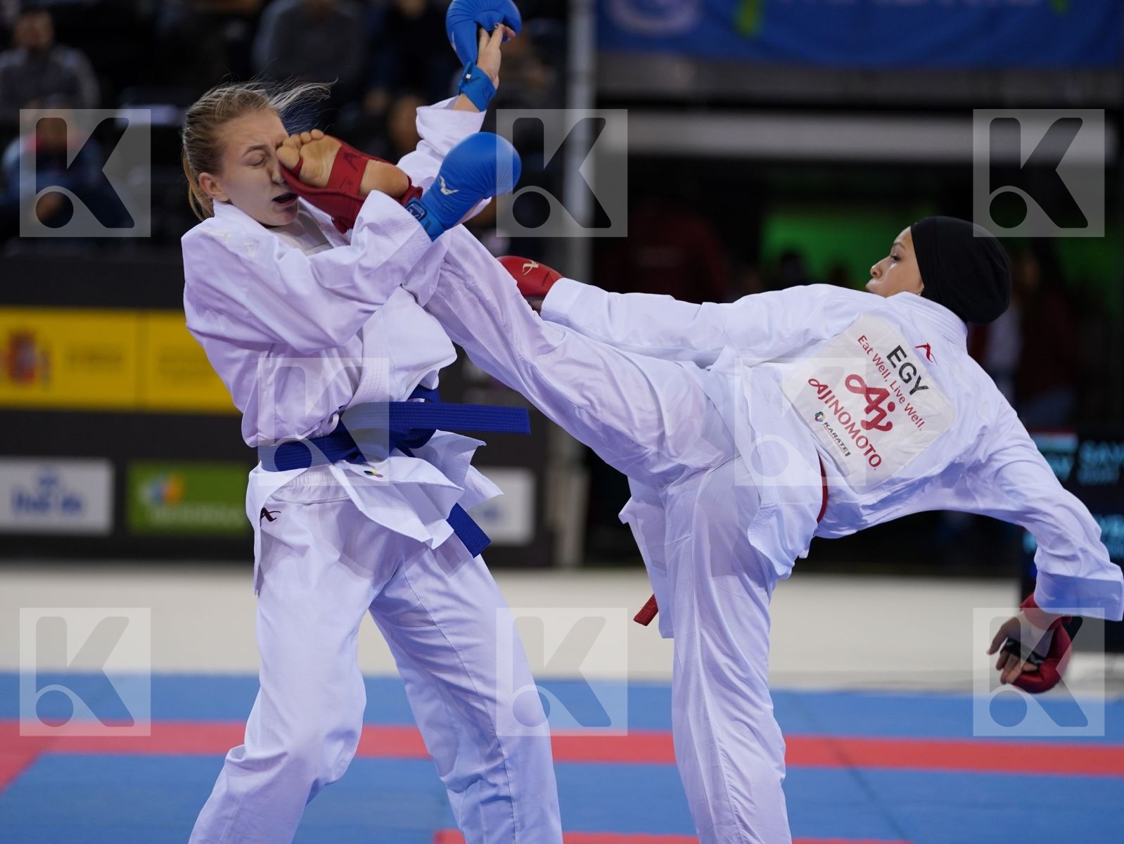 SAYED RADWA (EGYPT) vs RYBALCHENKO TATIANA (RUSSIAN FEDERATION) in Senior Kumite -50 Kg - Bronze bout