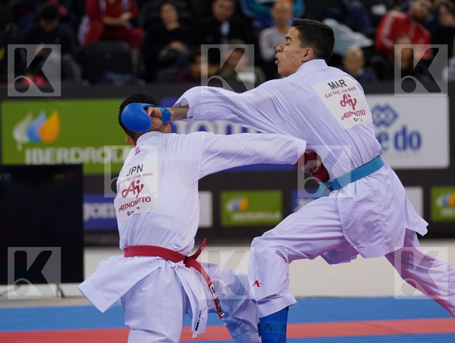 MINAMI YUNOSUKE (JAPAN) vs EDARI OUSSAMA (MOROCCO) in Senior Kumite -60 Kg - Bronze bout