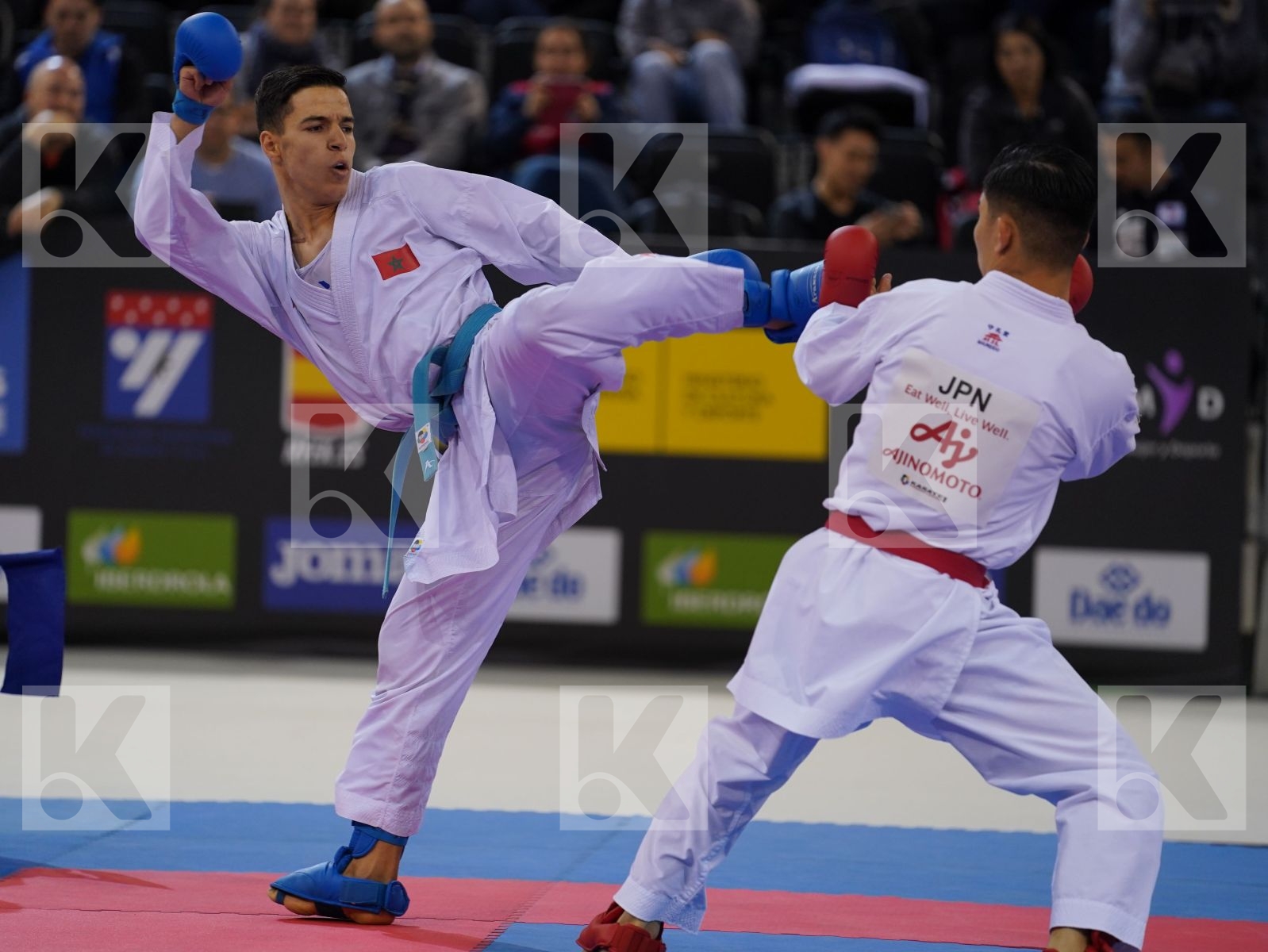 MINAMI YUNOSUKE (JAPAN) vs EDARI OUSSAMA (MOROCCO) in Senior Kumite -60 Kg - Bronze bout