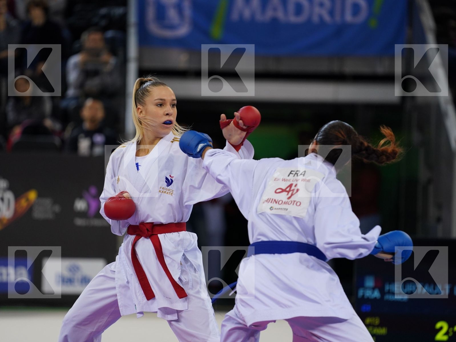 PHILIPPE GWENDOLINE (FRANCE) vs HEURTAULT LEILA (FRANCE) in Senior Kumite -61 Kg - Bronze bout