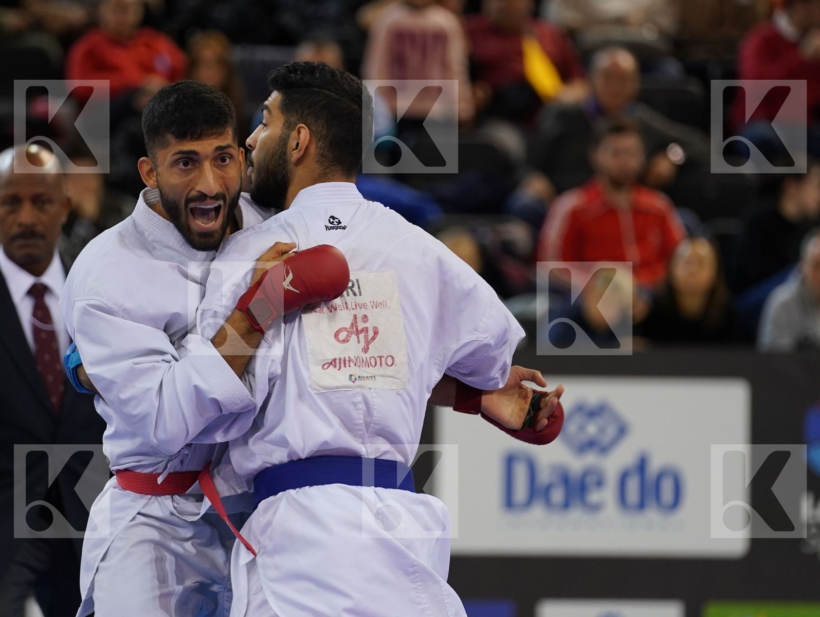 ASHOURI GARMJANI MAHDI (ISLAMIC REPUBLIC OF IRAN) vs ABAZARI SALEH (ISLAMIC REPUBLIC OF IRAN) in Senior Kumite 84+ Kg - Bronze bout