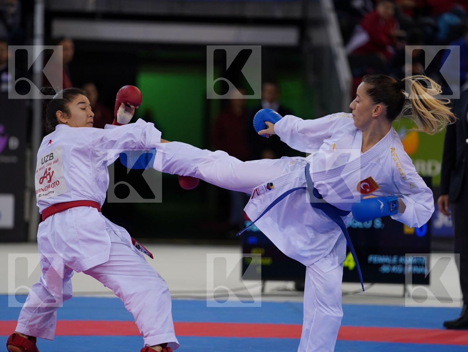 BABAEVA BAKHRINISO (UZBEKISTAN) vs OZCELIK ARAPOGLU SERAP (TURKEY) in Senior Kumite -50 Kg - Gold bout