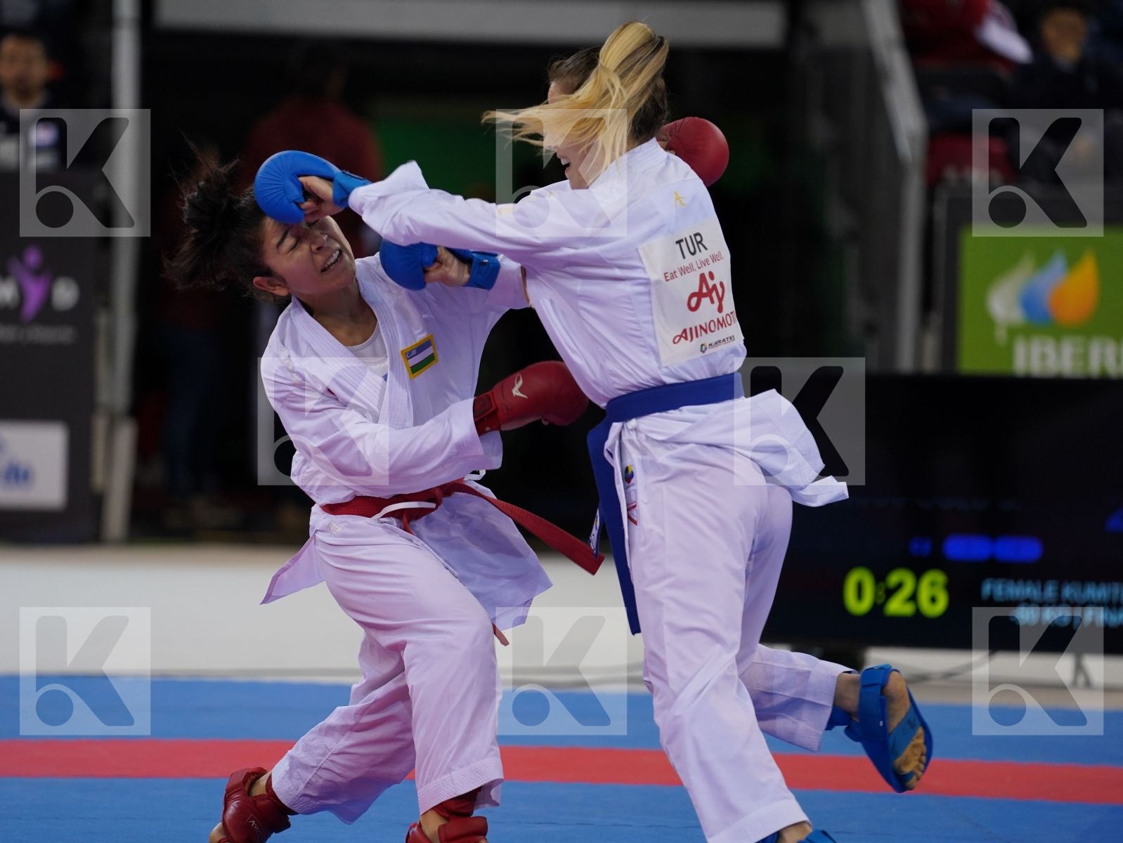 BABAEVA BAKHRINISO (UZBEKISTAN) vs OZCELIK ARAPOGLU SERAP (TURKEY) in Senior Kumite -50 Kg - Gold bout