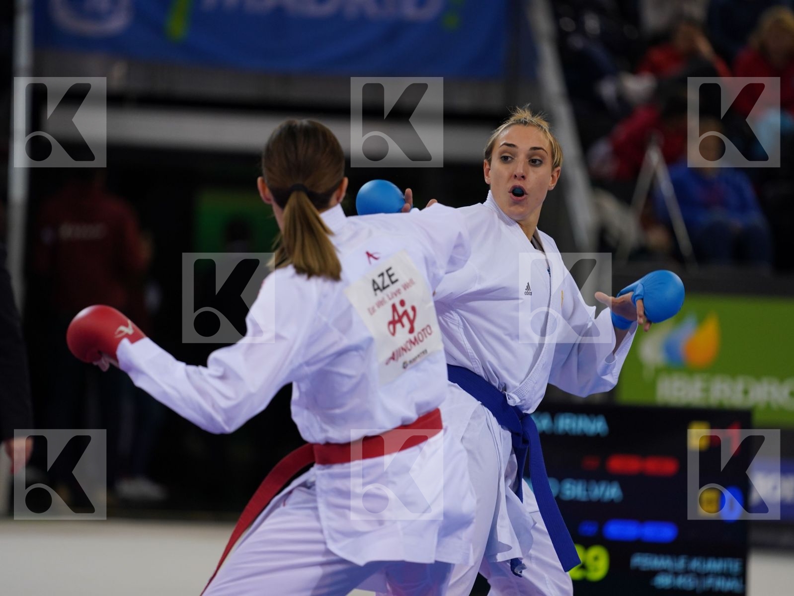 ZARETSKA IRINA (AZERBAIJAN) vs SEMERARO SILVIA (ITALY) in Senior Kumite -68 Kg - Gold bout