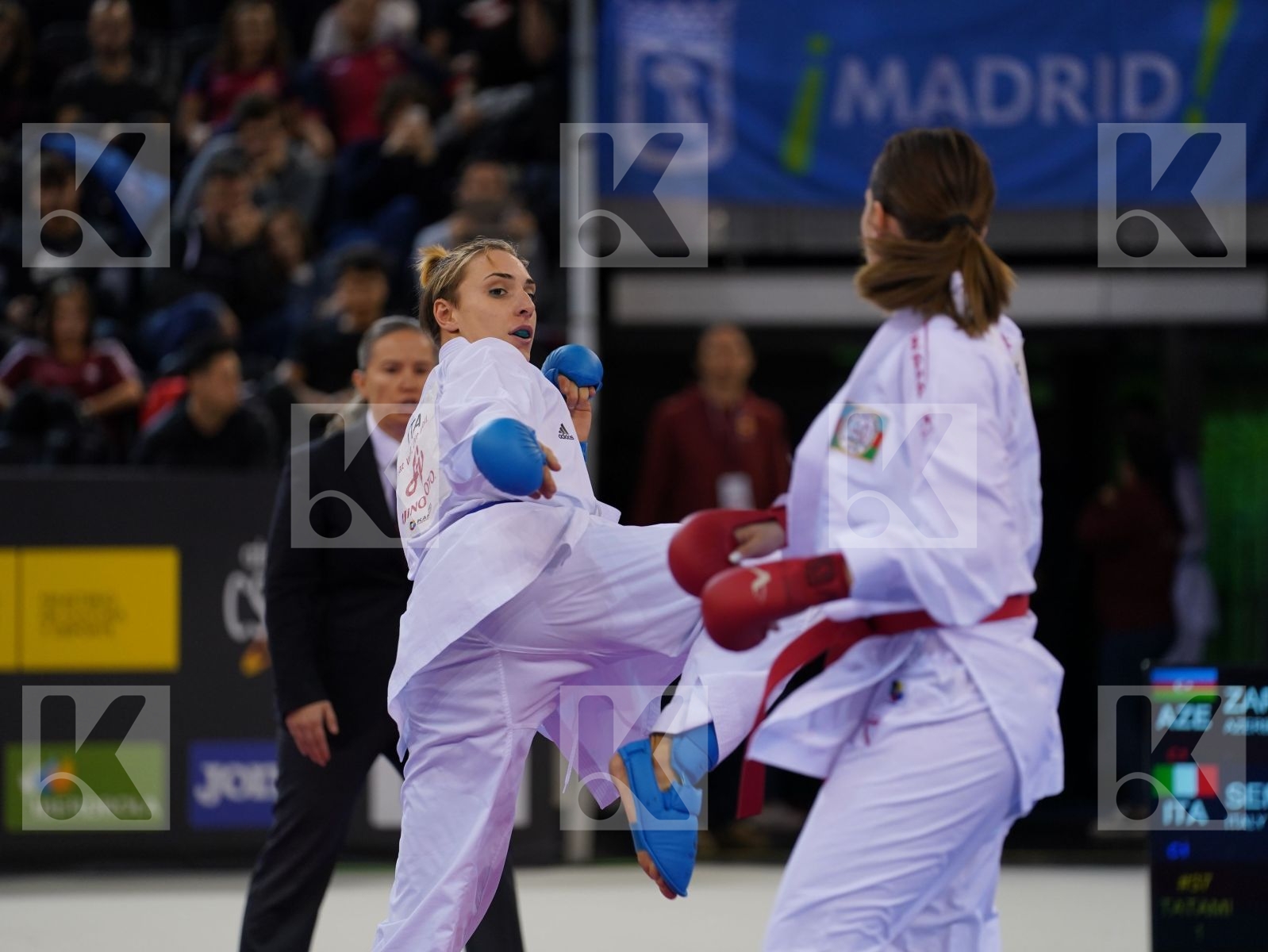 ZARETSKA IRINA (AZERBAIJAN) vs SEMERARO SILVIA (ITALY) in Senior Kumite -68 Kg - Gold bout