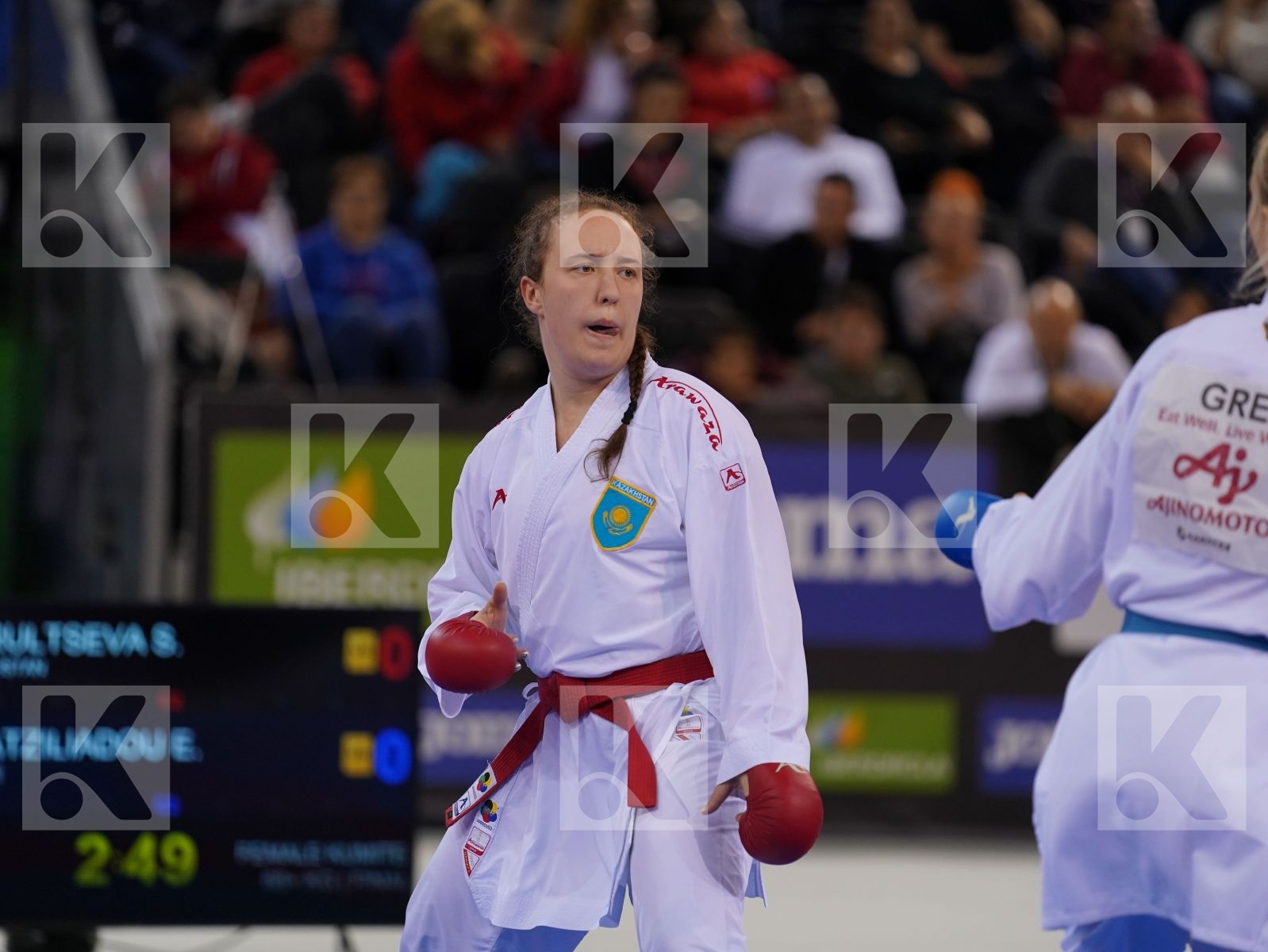 BERULTSEVA SOFYA (KAZAKHSTAN) vs CHATZILIADOU ELENI (GREECE) in Senior Kumite 68+ Kg - Gold bout