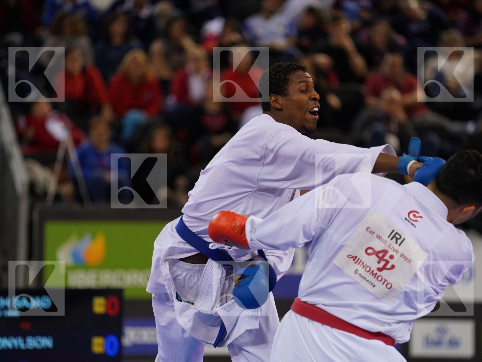 GANJZADEH SAJAD (ISLAMIC REPUBLIC OF IRAN) vs JACQUET DNYLSON (FRANCE) in Senior Kumite 84+ Kg - Gold bout