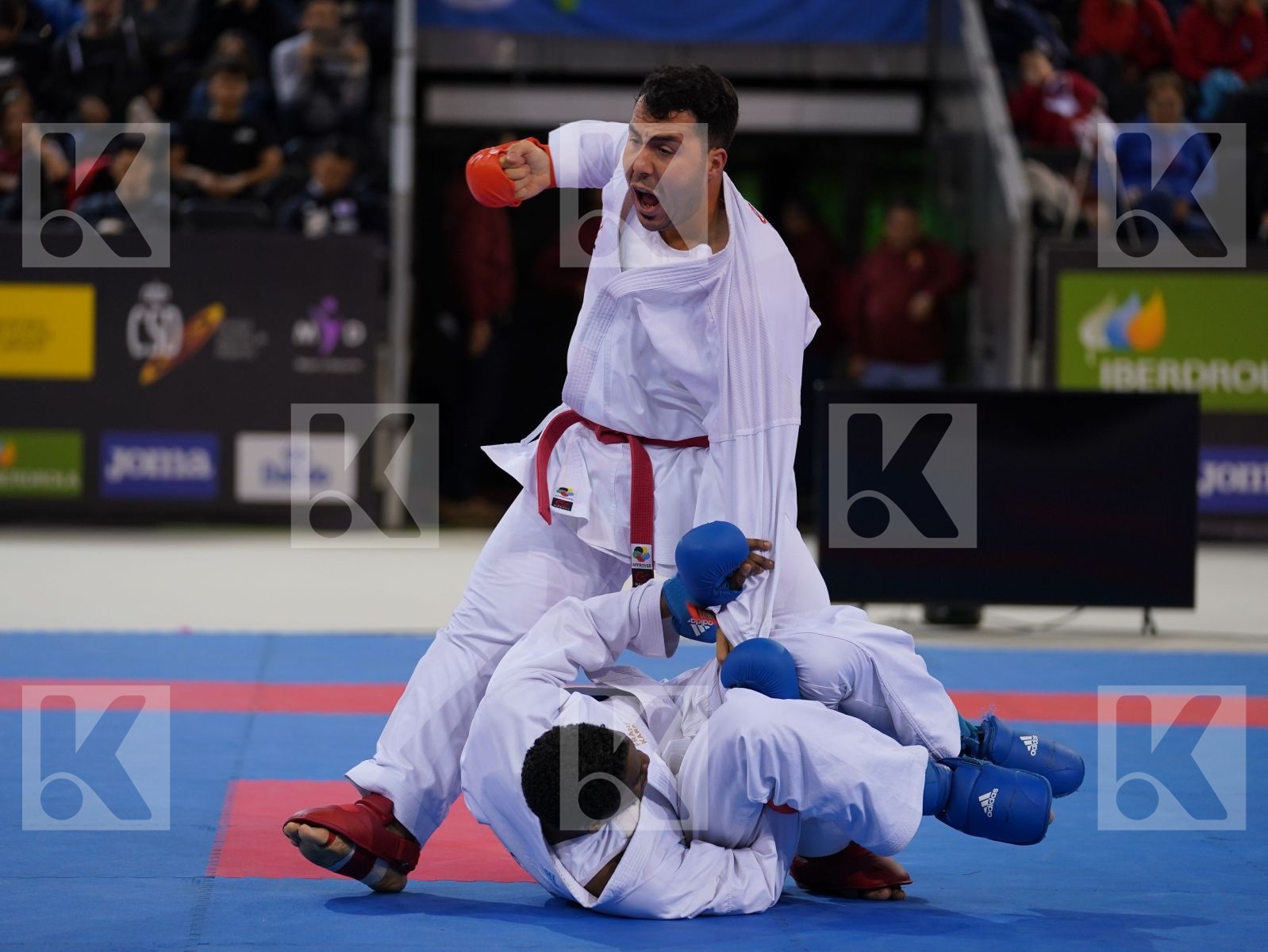GANJZADEH SAJAD (ISLAMIC REPUBLIC OF IRAN) vs JACQUET DNYLSON (FRANCE) in Senior Kumite 84+ Kg - Gold bout