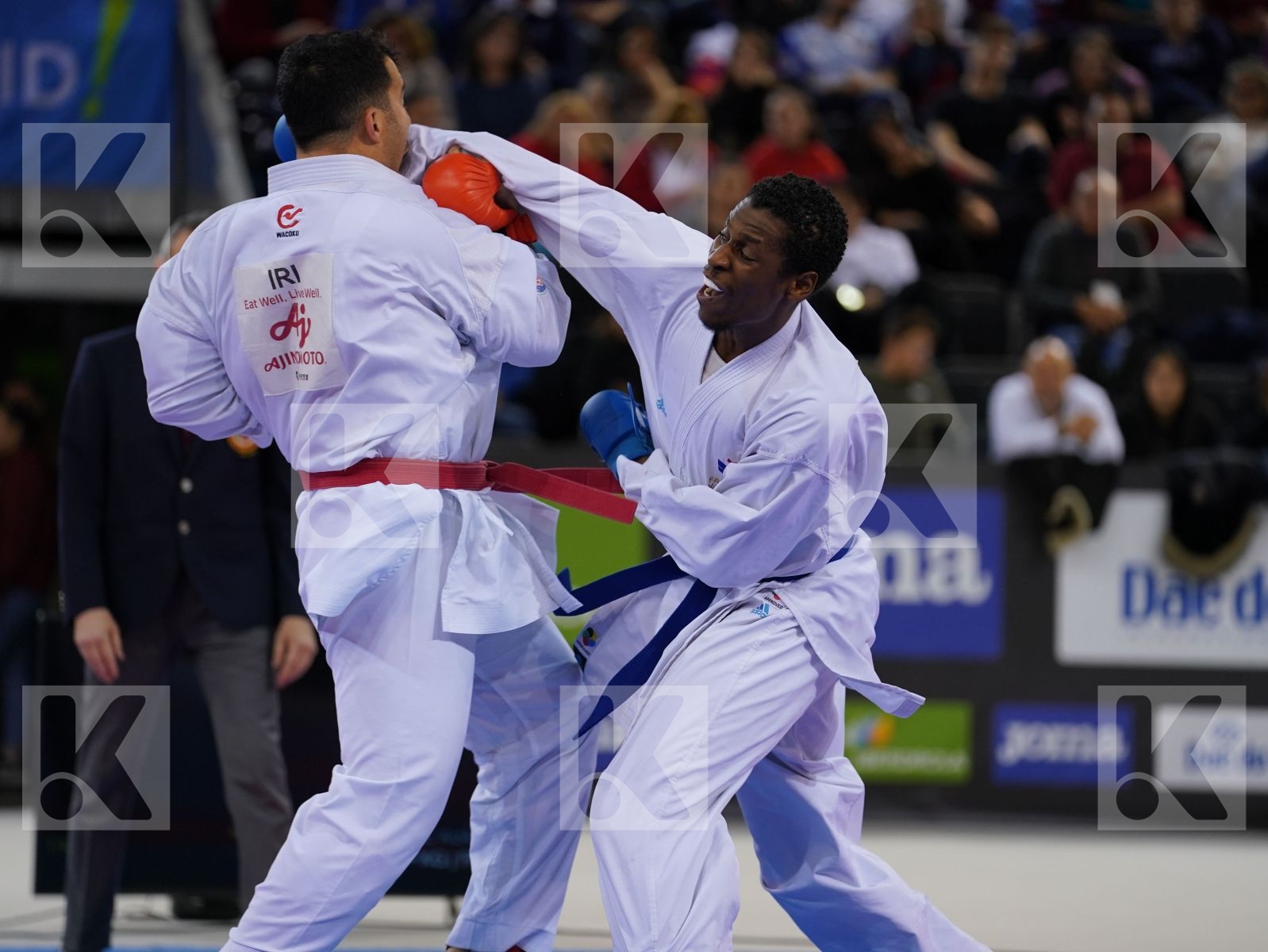 GANJZADEH SAJAD (ISLAMIC REPUBLIC OF IRAN) vs JACQUET DNYLSON (FRANCE) in Senior Kumite 84+ Kg - Gold bout