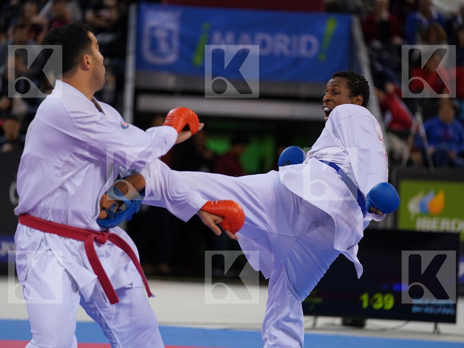 GANJZADEH SAJAD (ISLAMIC REPUBLIC OF IRAN) vs JACQUET DNYLSON (FRANCE) in Senior Kumite 84+ Kg - Gold bout