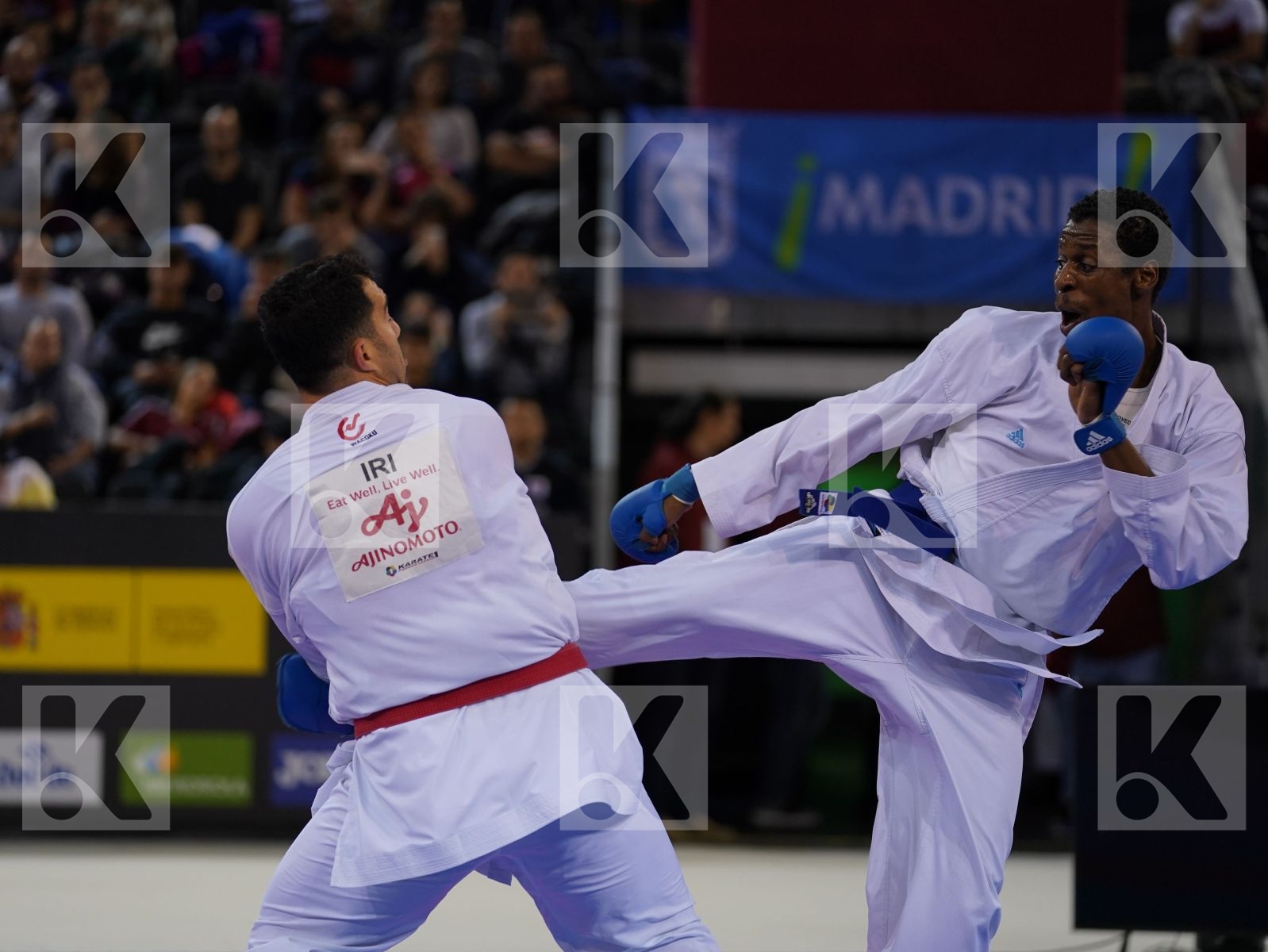 GANJZADEH SAJAD (ISLAMIC REPUBLIC OF IRAN) vs JACQUET DNYLSON (FRANCE) in Senior Kumite 84+ Kg - Gold bout