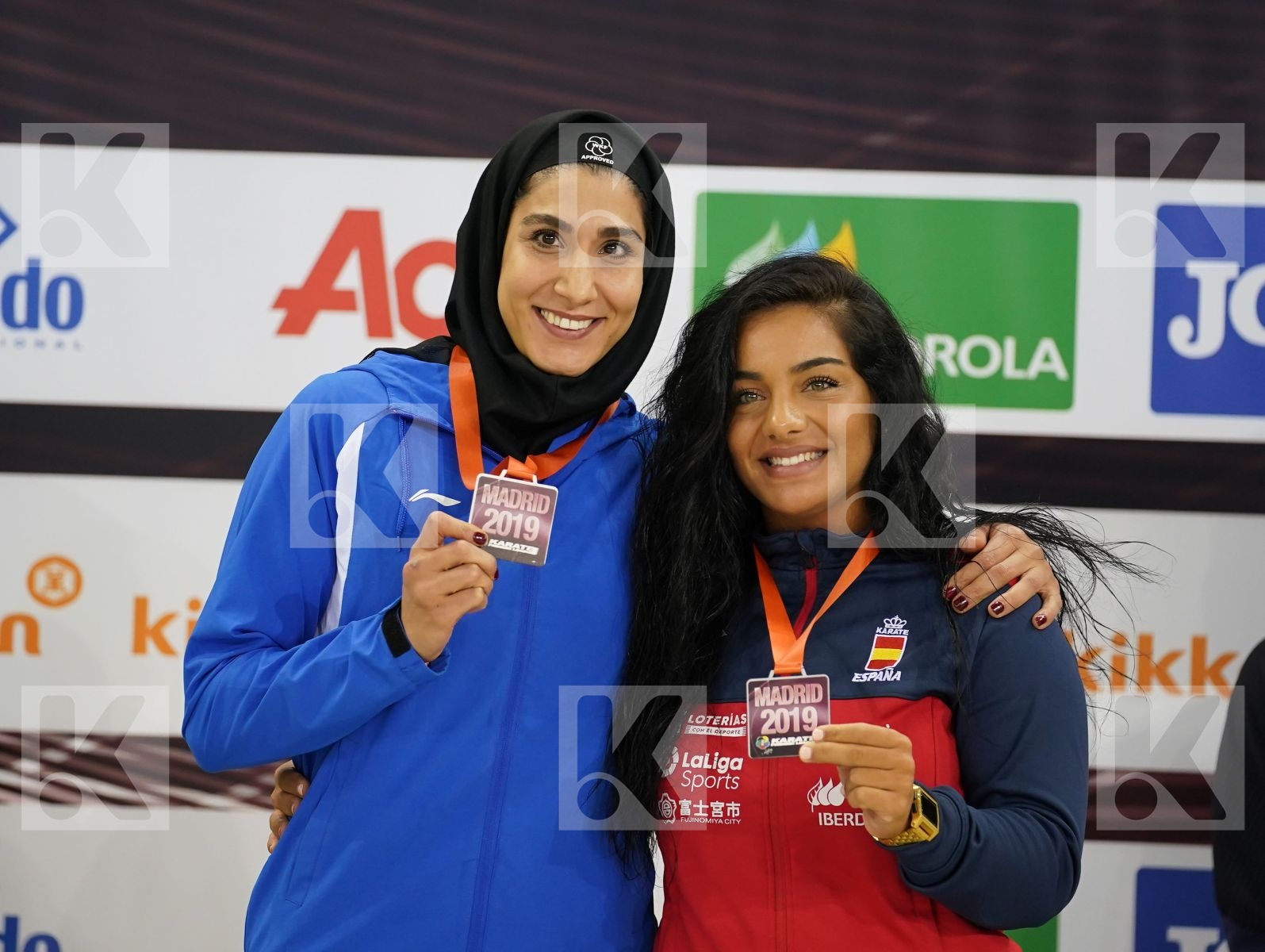 TORRES GARCIA MARIA (SPAIN), ABBASALI HAMIDEH (ISLAMIC REPUBLIC OF IRAN) during podium ceremony