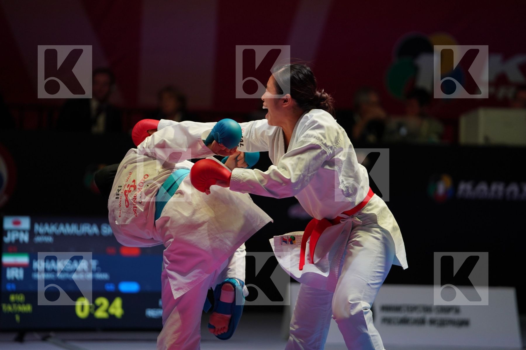 AKAMURA SHIORI (JAPAN) vs KHAKSAR TARAVAT (IRAN) in Senior Kumite -55 Kg - Bronze bout