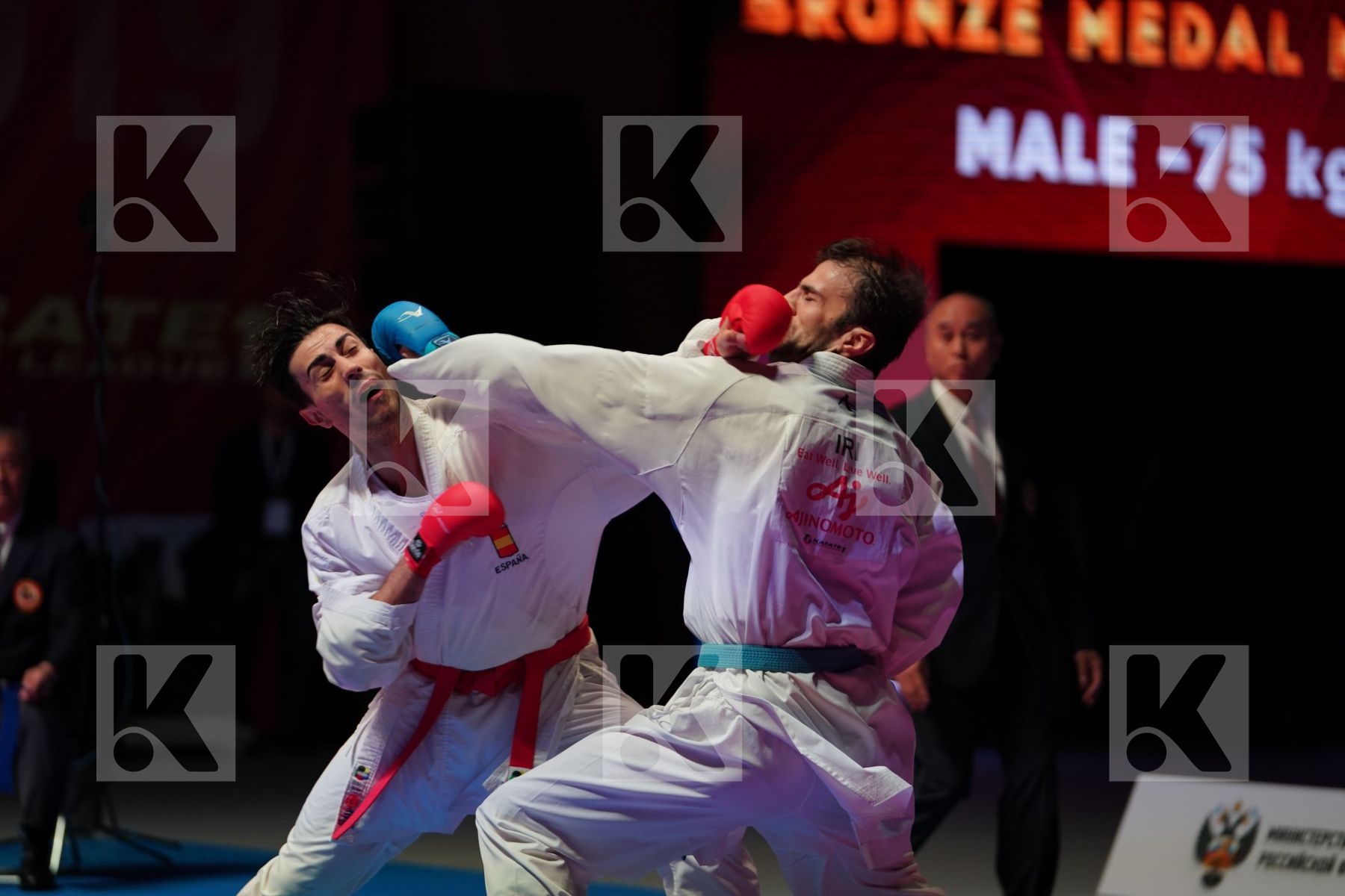 IBANEZ SAENZ-TORRE RODRIGO (SPAIN) vs ASGARI GHONCHEH BAHMAN (IRAN) in Senior Kumite -75 Kg - Bronze bout