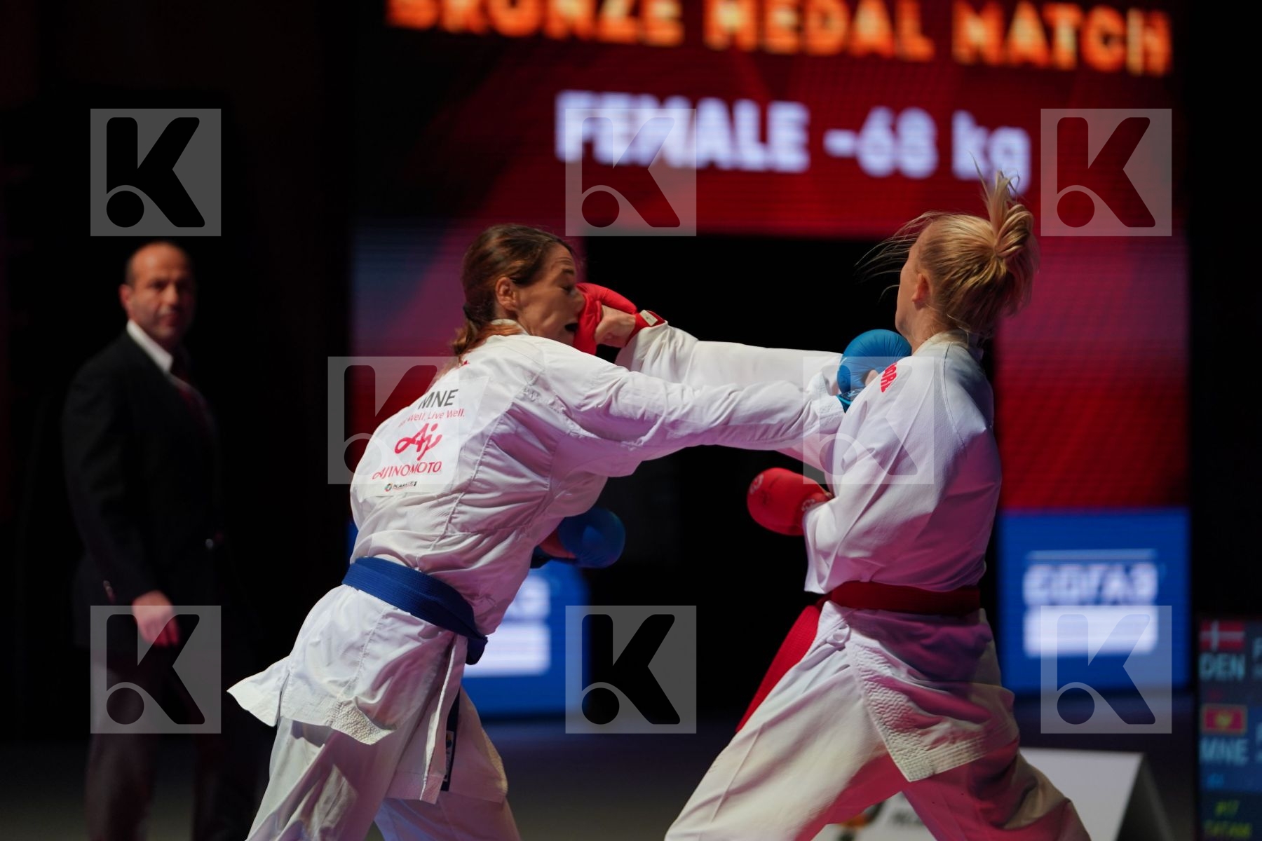PEDERSEN KATRINE (DENMARK) vs RAKOVIC MARINA (MONTENEGRO) in Senior Kumite -68 Kg - Bronze bout