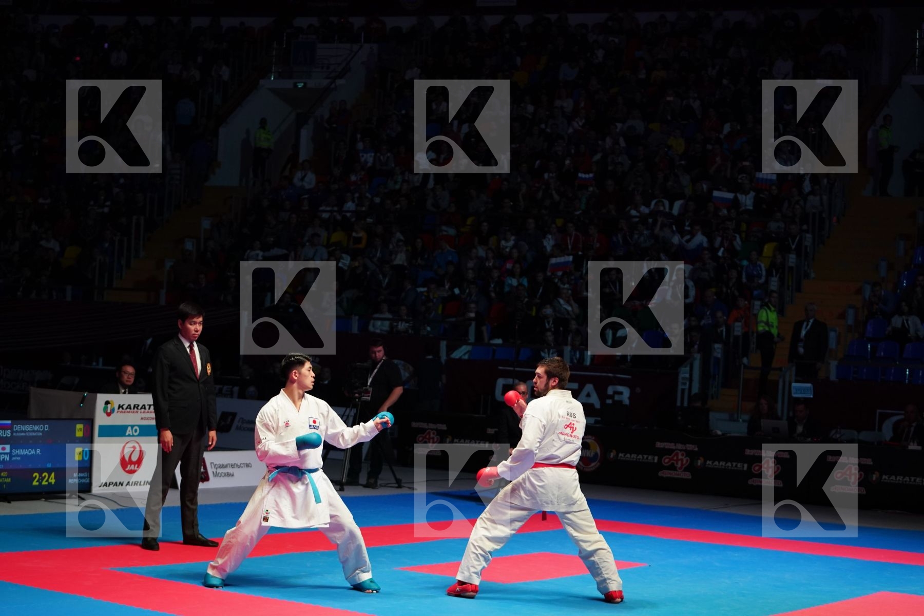 DENISENKO DENIS (RUSSIAN FEDERATION) vs SHIMADA RIKITO (JAPAN) in Senior Kumite -84 Kg - Bronze bout