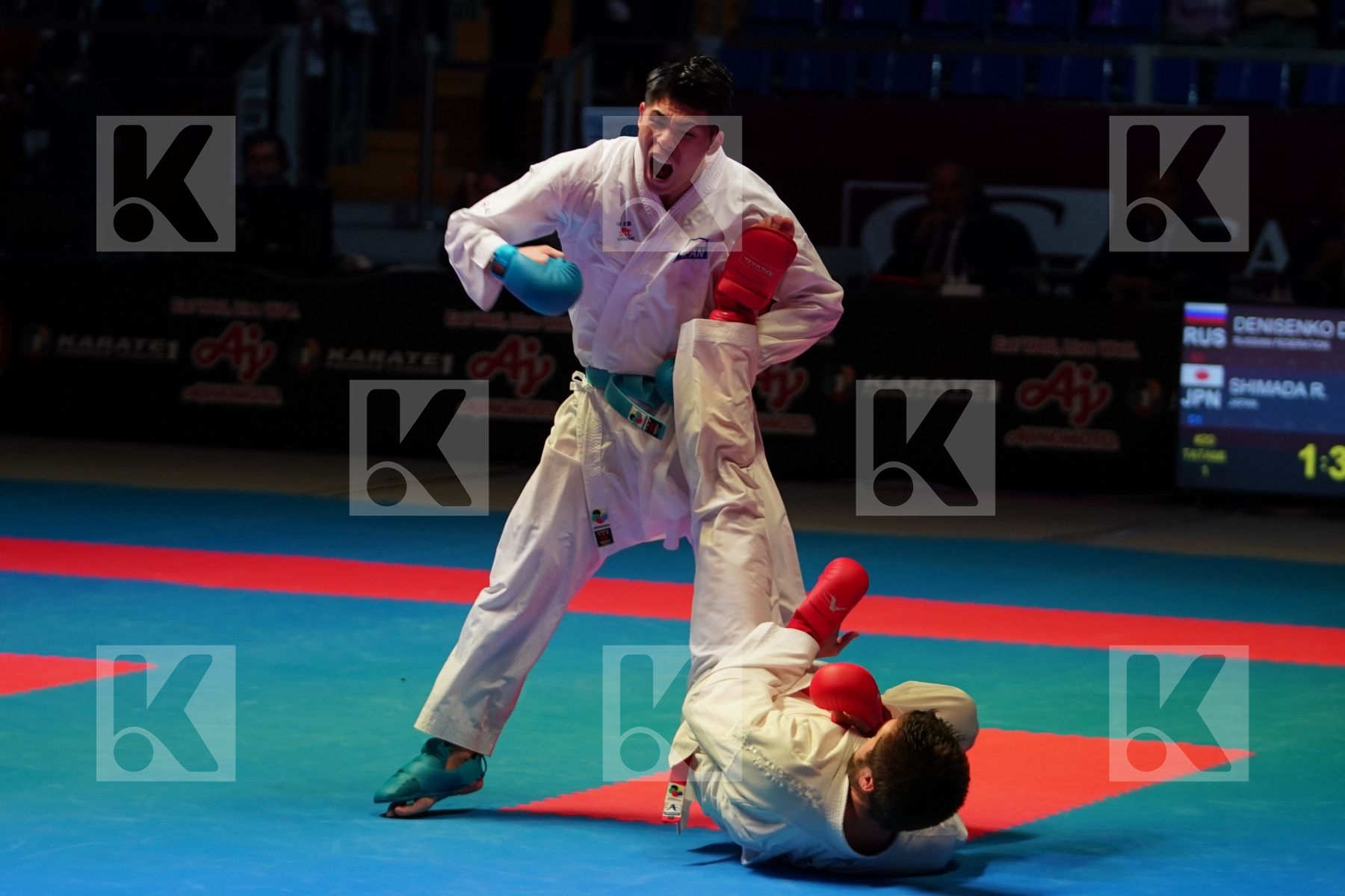 DENISENKO DENIS (RUSSIAN FEDERATION) vs SHIMADA RIKITO (JAPAN) in Senior Kumite -84 Kg - Bronze bout