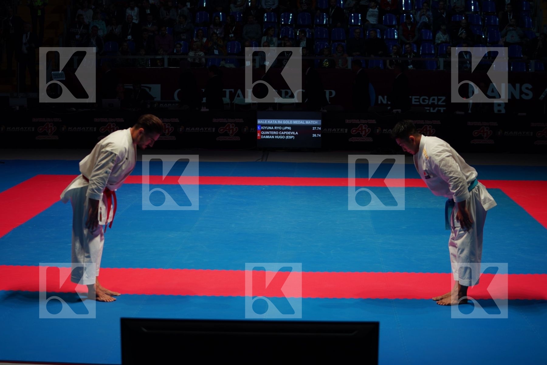 KIYUNA RYO (JAPAN) vs QUINTERO CAPDEVILA DAMIAN HUGO (SPAIN) in Senior Male Kata - Gold bout