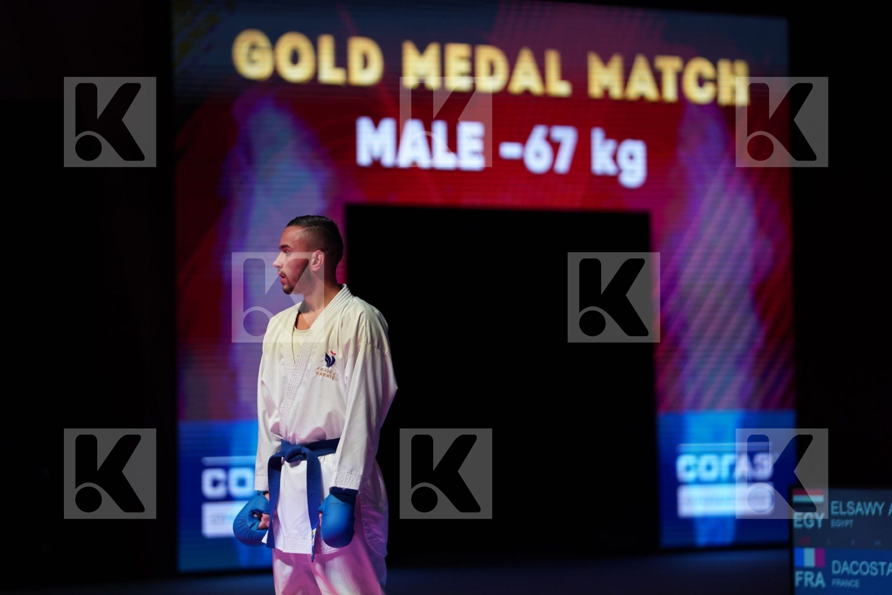 ELSAWY ALI (EGYPT) vs DACOSTA STEVEN (FRANCE) in Senior Kumite -67 Kg - Gold bout