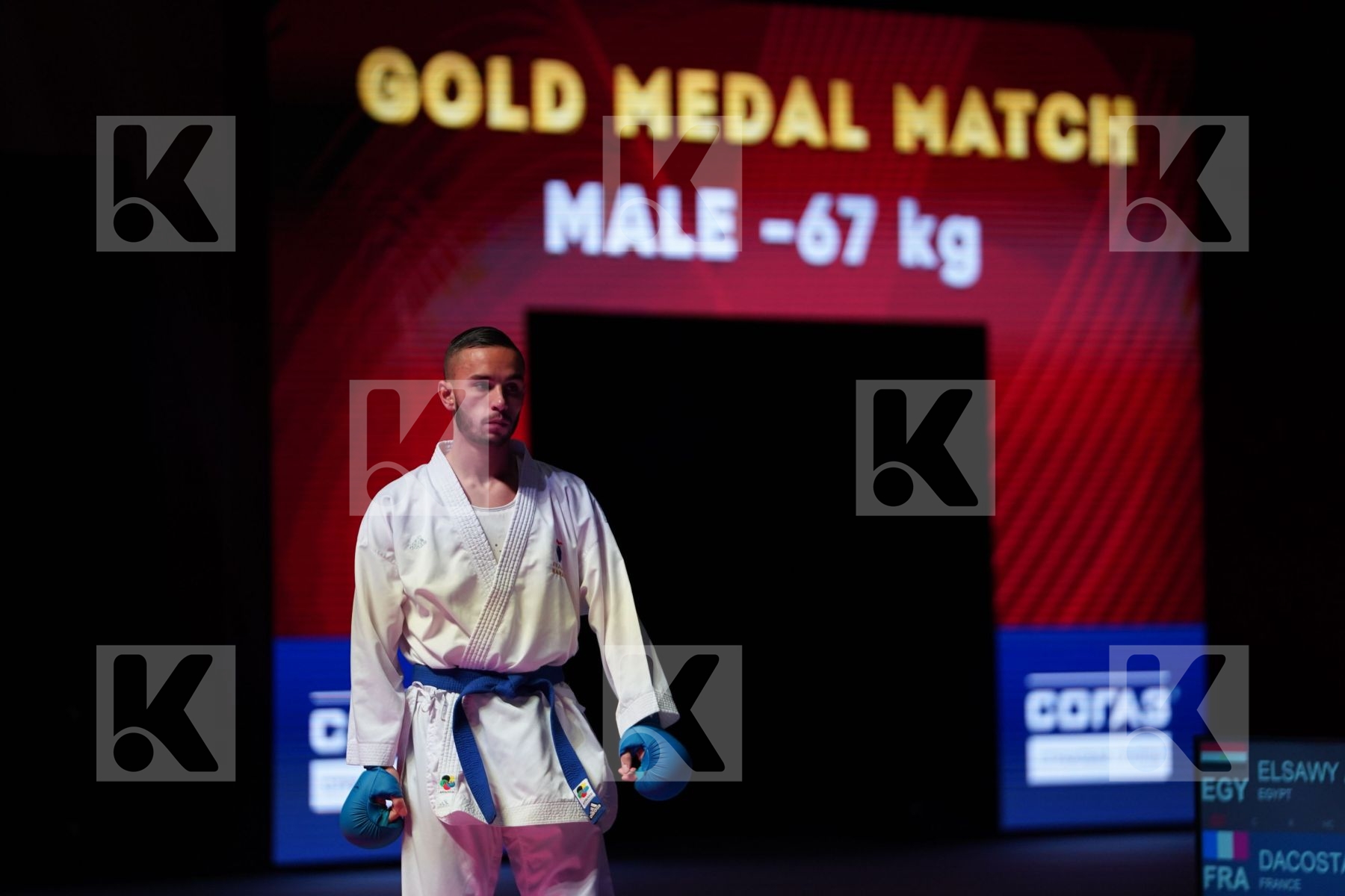 ELSAWY ALI (EGYPT) vs DACOSTA STEVEN (FRANCE) in Senior Kumite -67 Kg - Gold bout