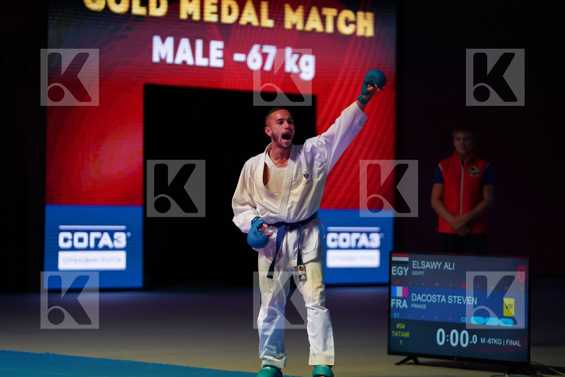 ELSAWY ALI (EGYPT) vs DACOSTA STEVEN (FRANCE) in Senior Kumite -67 Kg - Gold bout