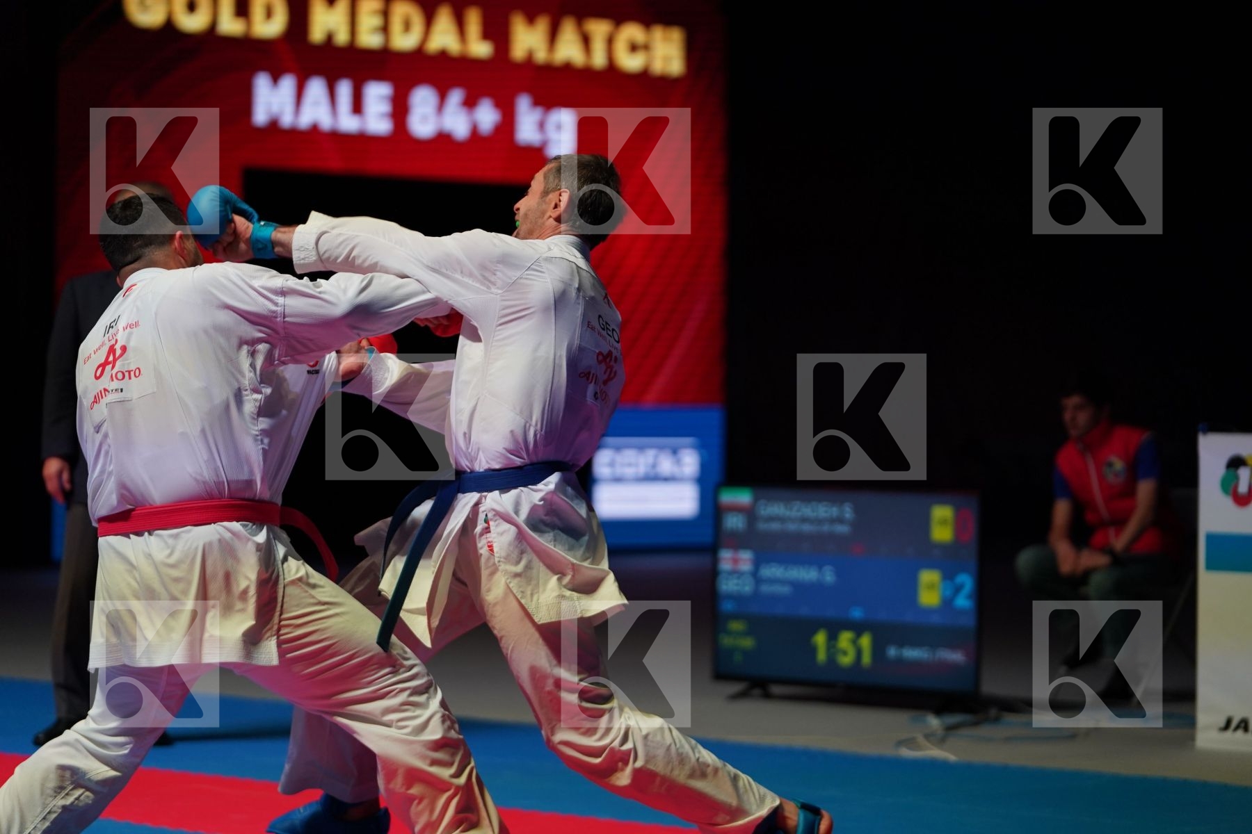 GANJZADEH SAJAD (IRAN) vs ARKANIA GOGITA (GEORGIA) in Senior Kumite 84+ Kg - Gold bout