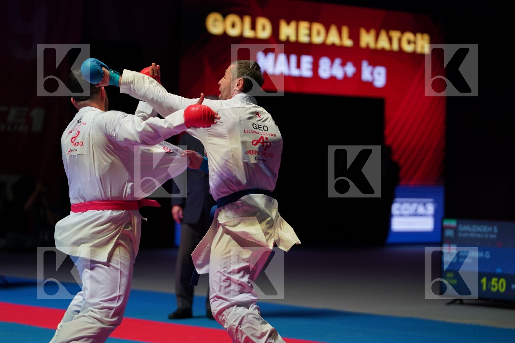 GANJZADEH SAJAD (IRAN) vs ARKANIA GOGITA (GEORGIA) in Senior Kumite 84+ Kg - Gold bout