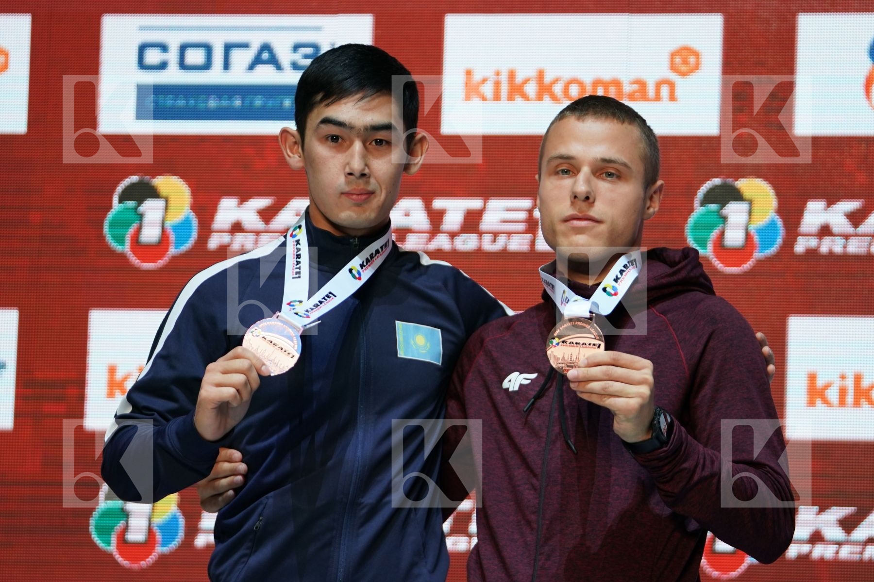 SHYMYRBEKOV DAULET (KAZAKHSTAN), KALNINS KALVIS (LATVIA) during podium ceremony